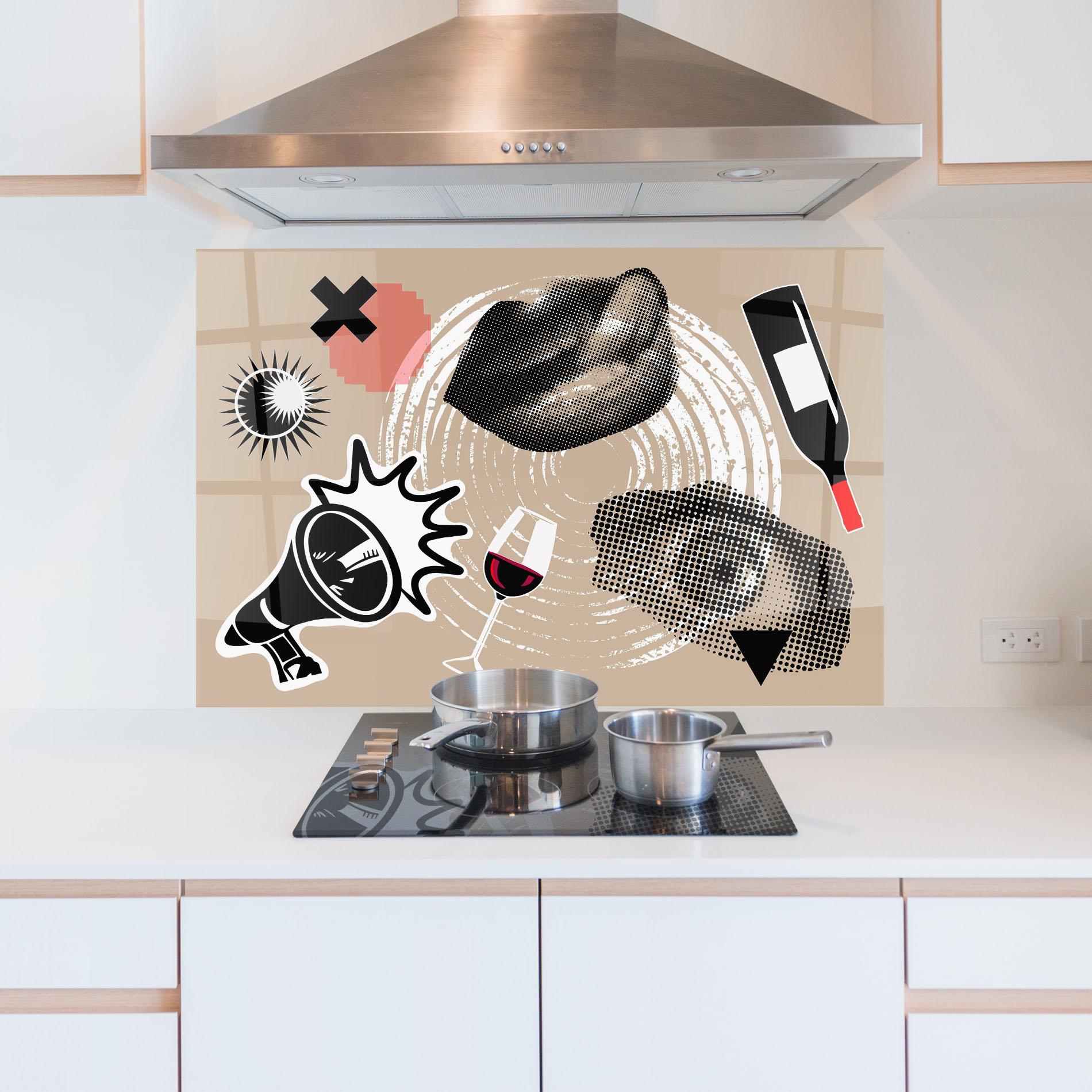 Panou Sticla Bucatarie Lips Mouth Collage mockup 5