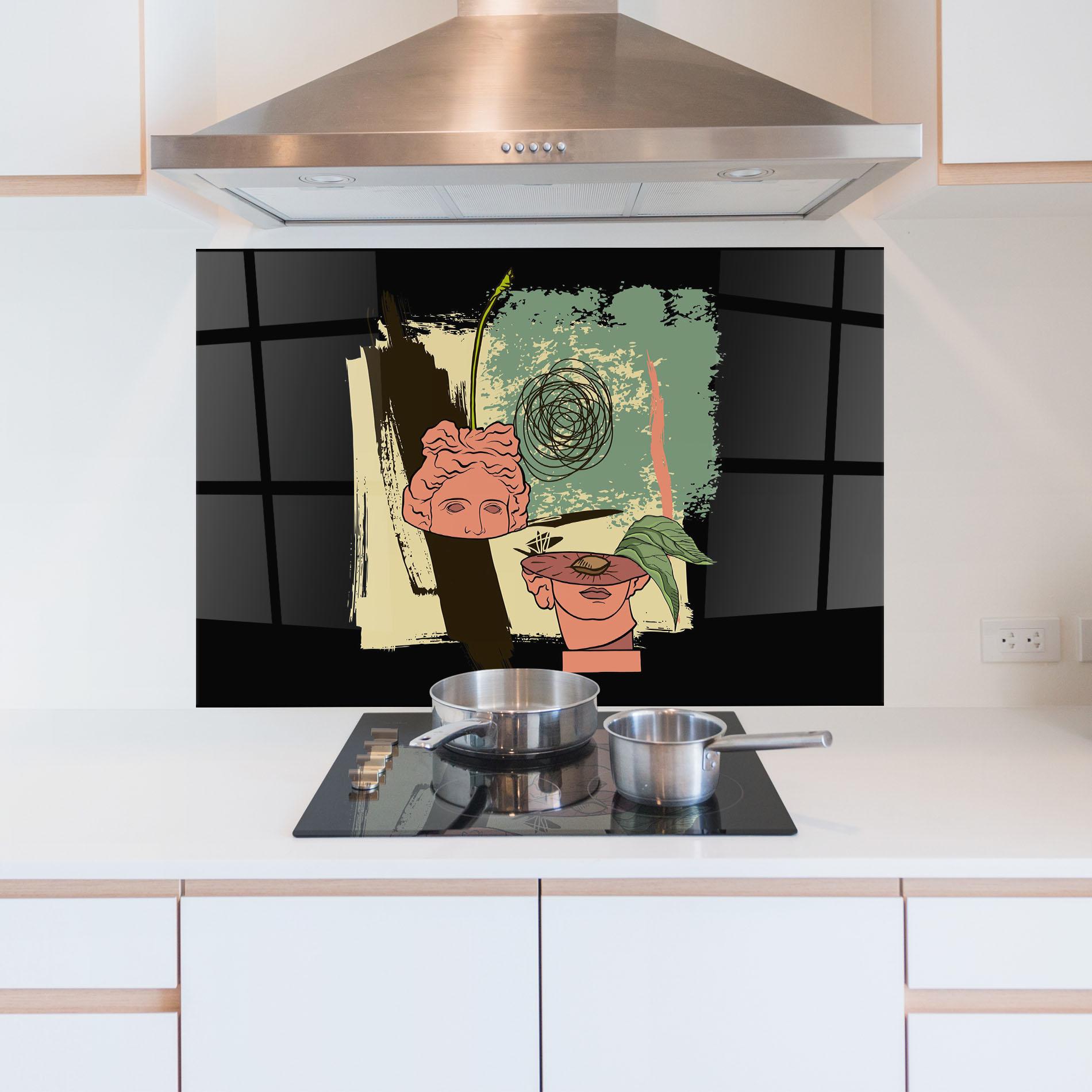 Panou Sticla Bucatarie Statue Fruit mockup 5