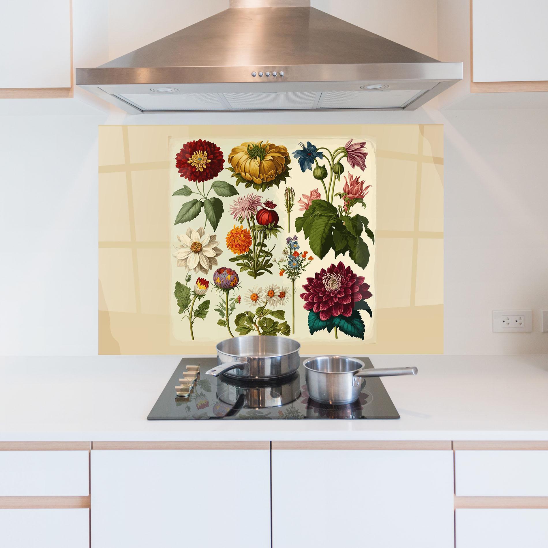 Panou Sticla Bucatarie Vintage Botanical mockup 5