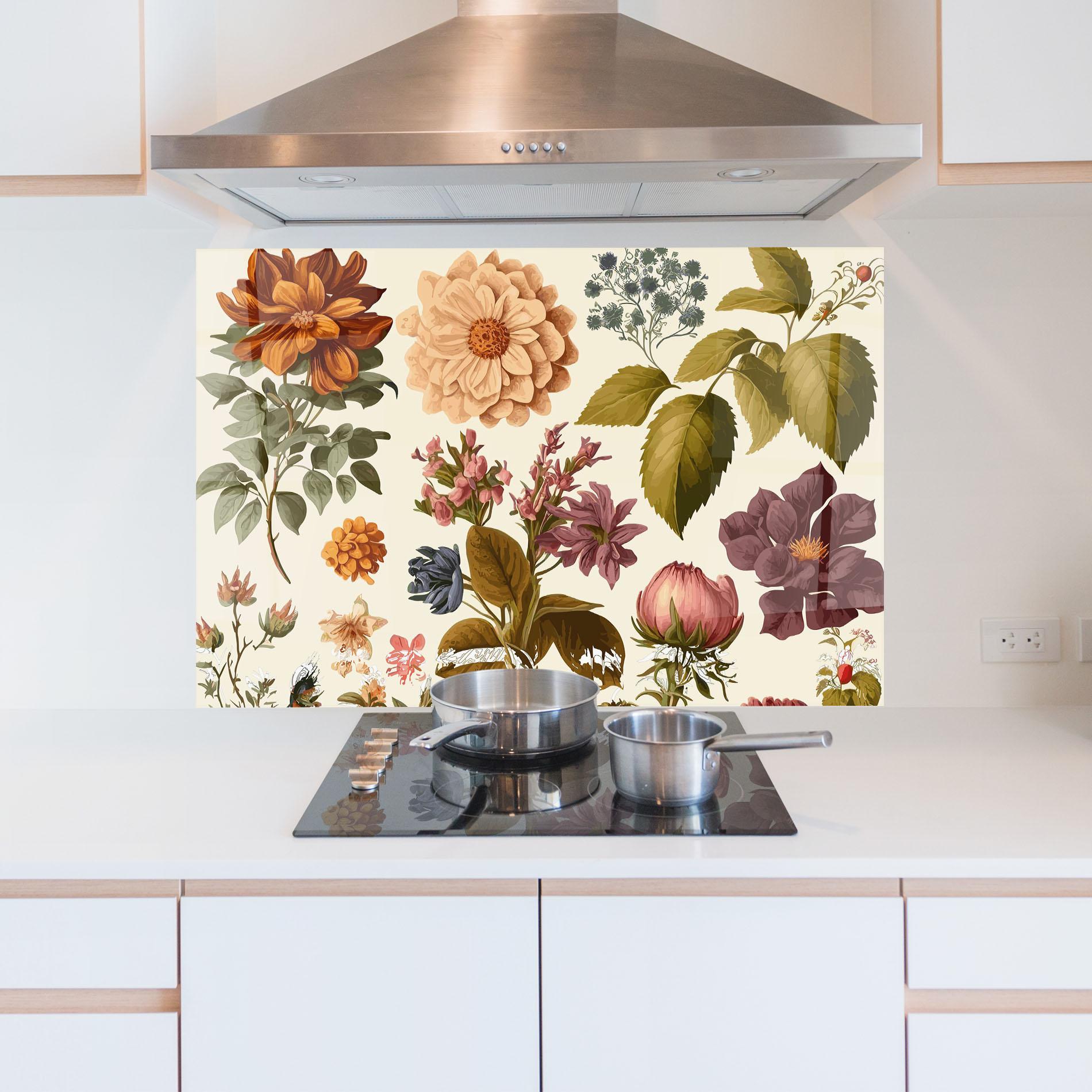 Panou Sticla Bucatarie Vintage Plant Collage mockup 5