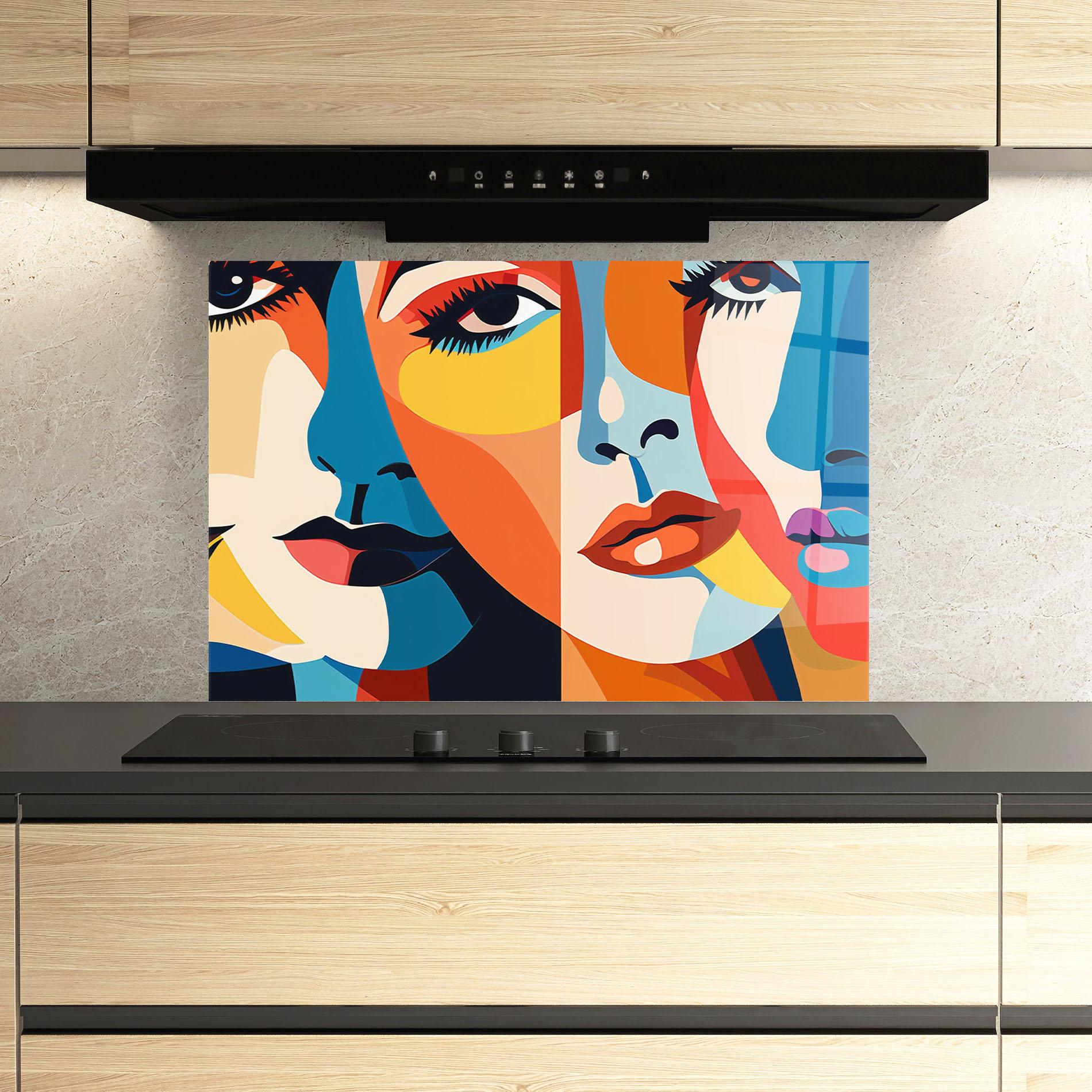 Panou Sticla Bucatarie Beauty Face Collage mockup 3