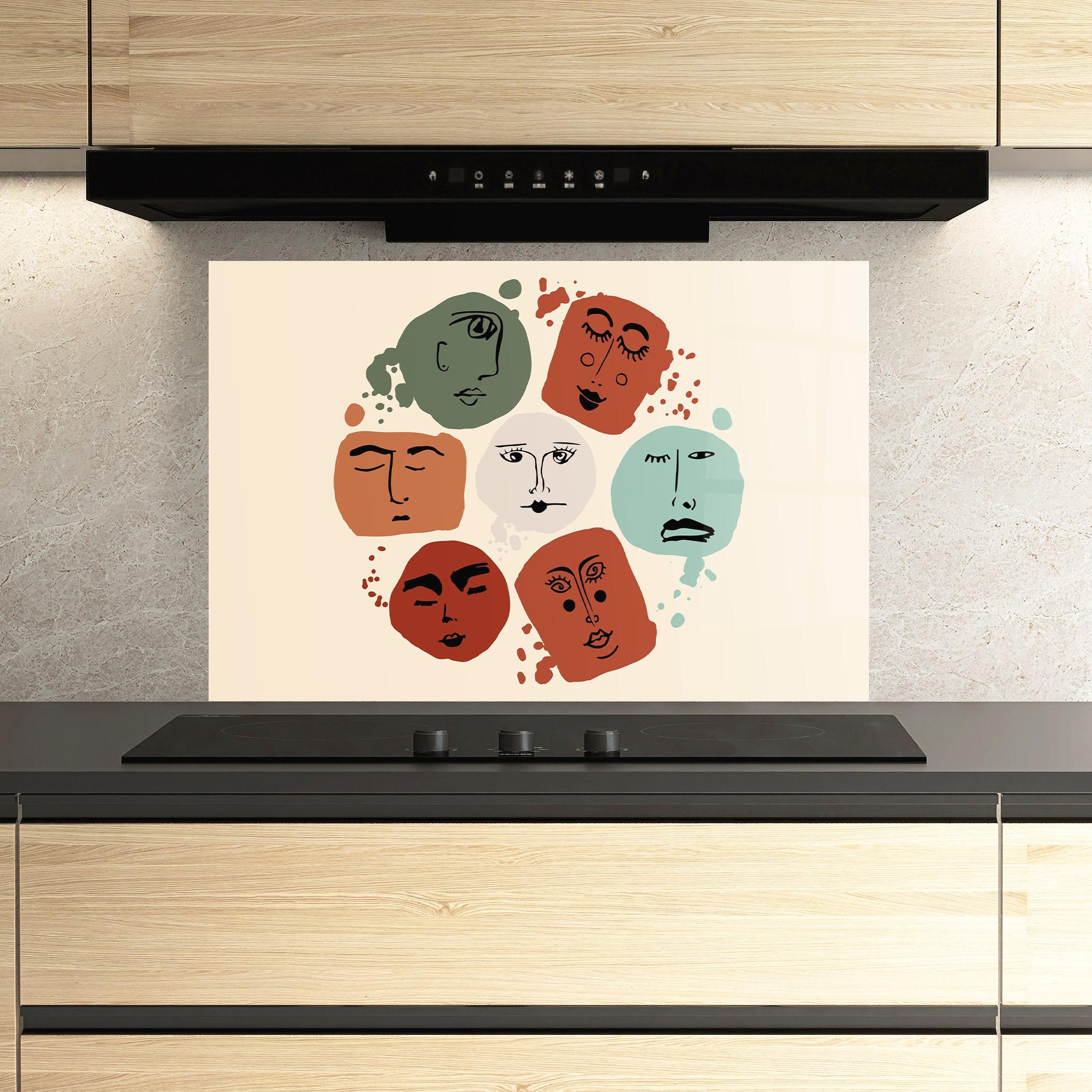Panou Sticla Bucatarie Circle Faces mockup 3
