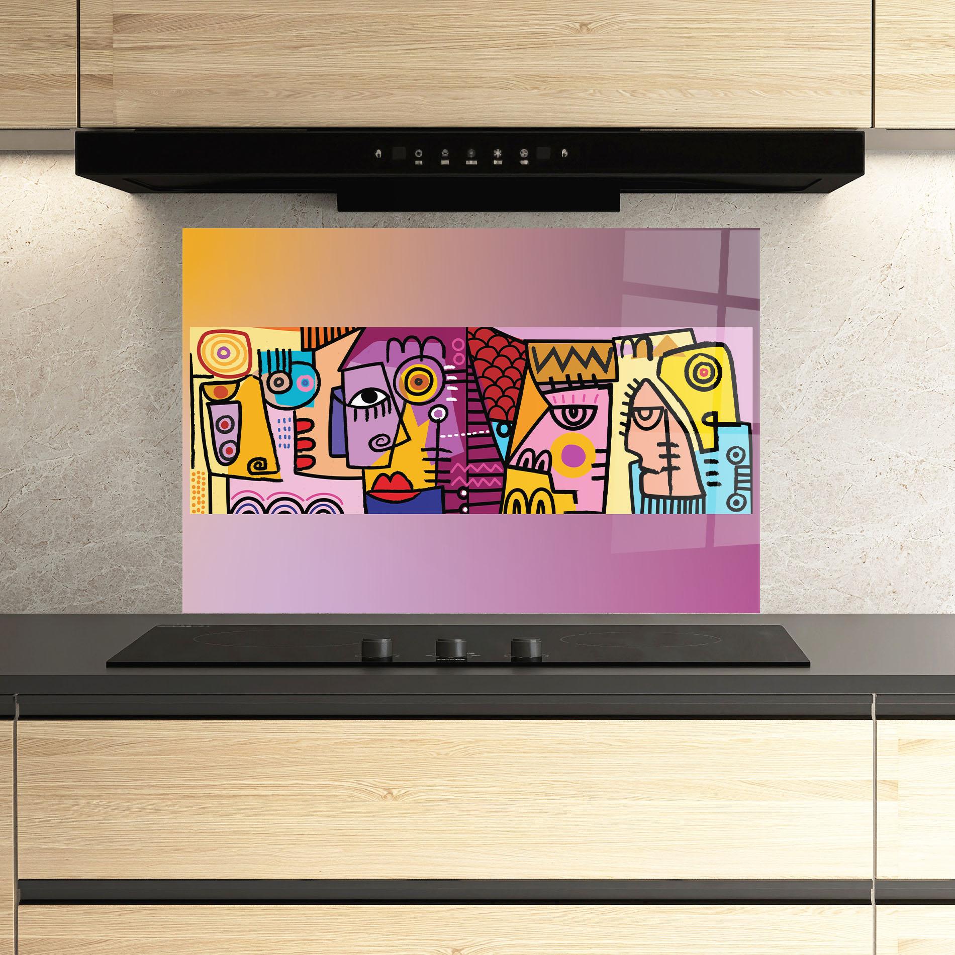 Panou Sticla Bucatarie Face Group Purple mockup 3