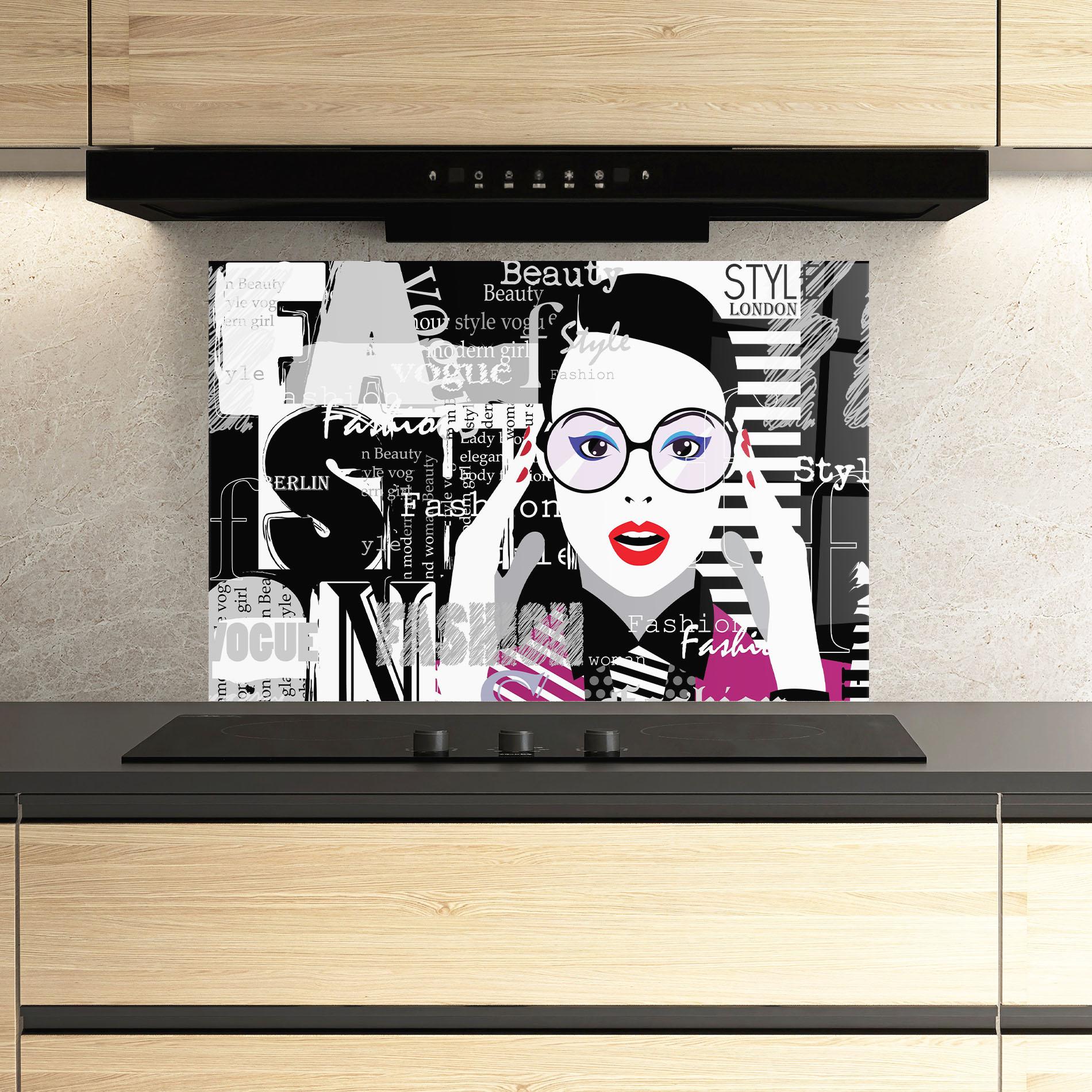 Panou Sticla Bucatarie Fashion Collage mockup 3