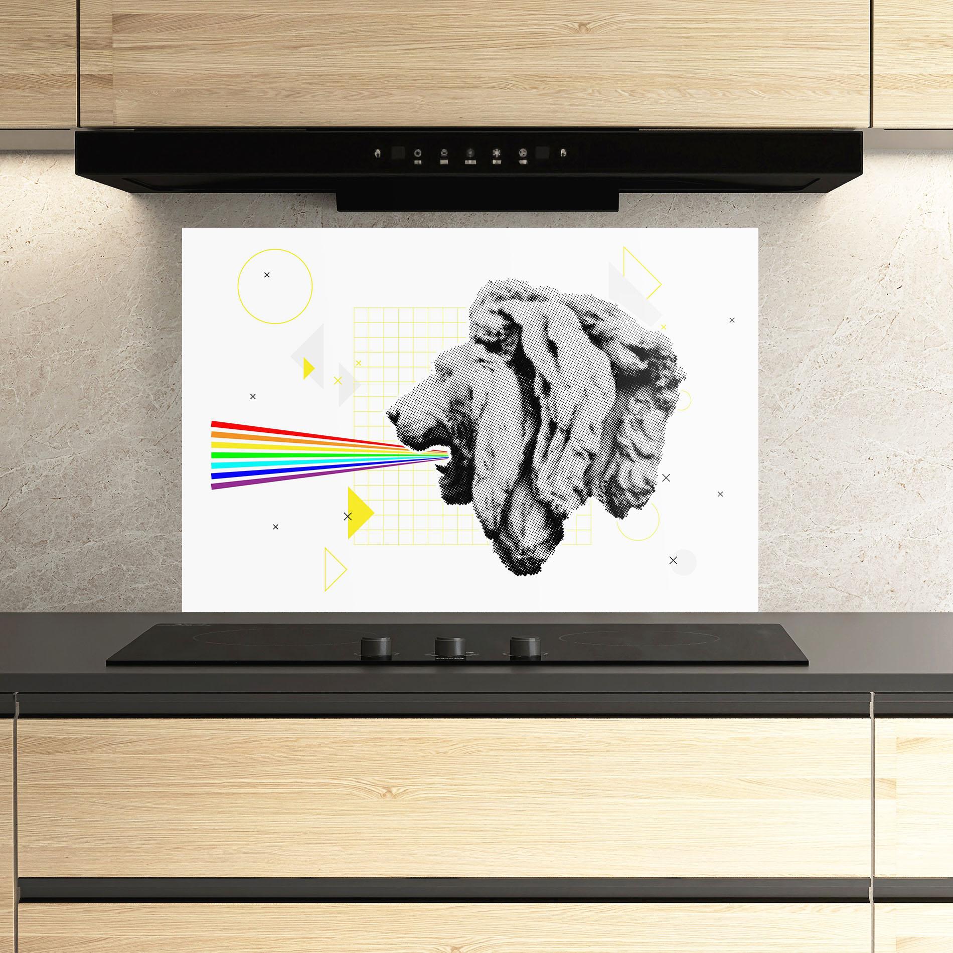 Panou Sticla Bucatarie Lion Collage mockup 3