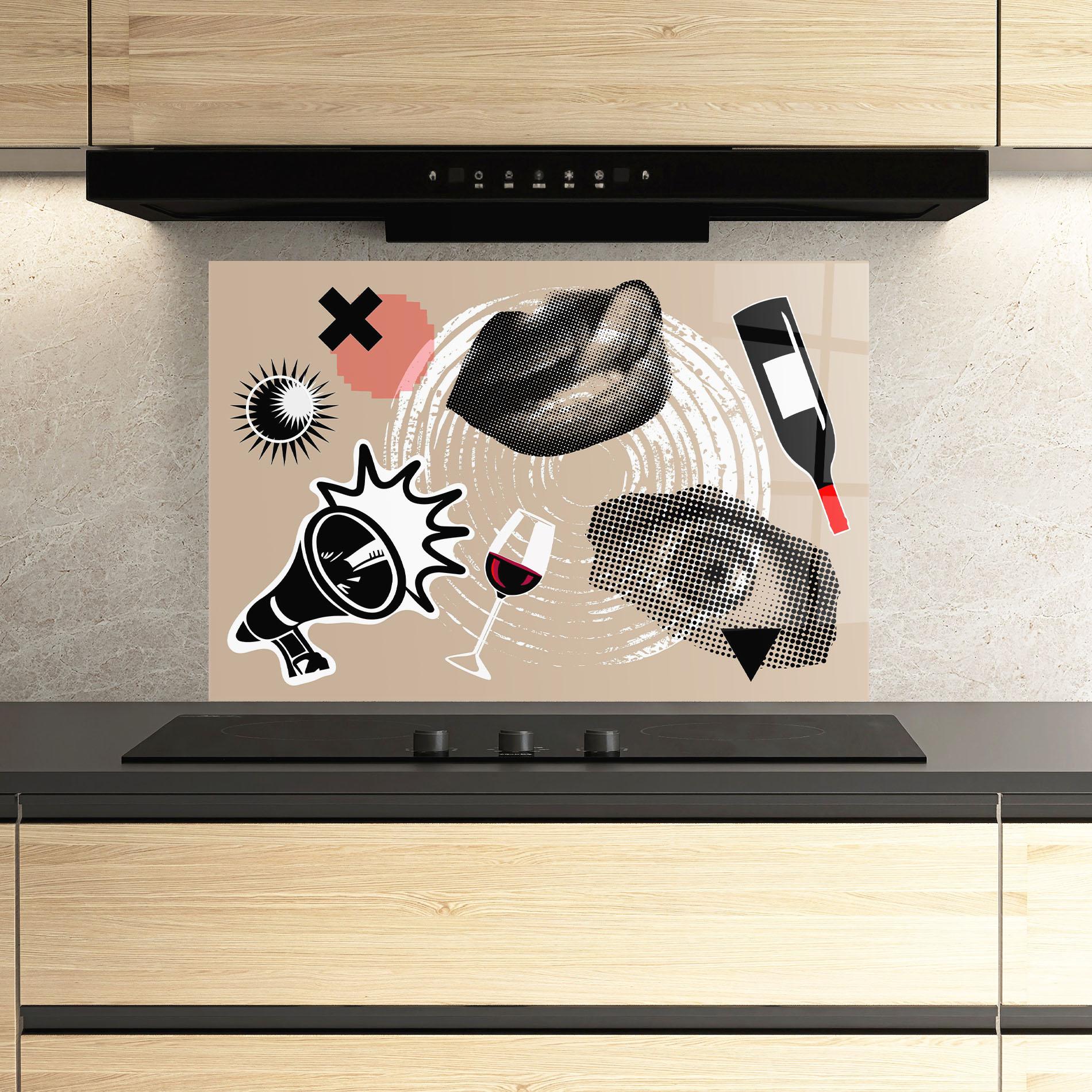 Panou Sticla Bucatarie Lips Mouth Collage mockup 3