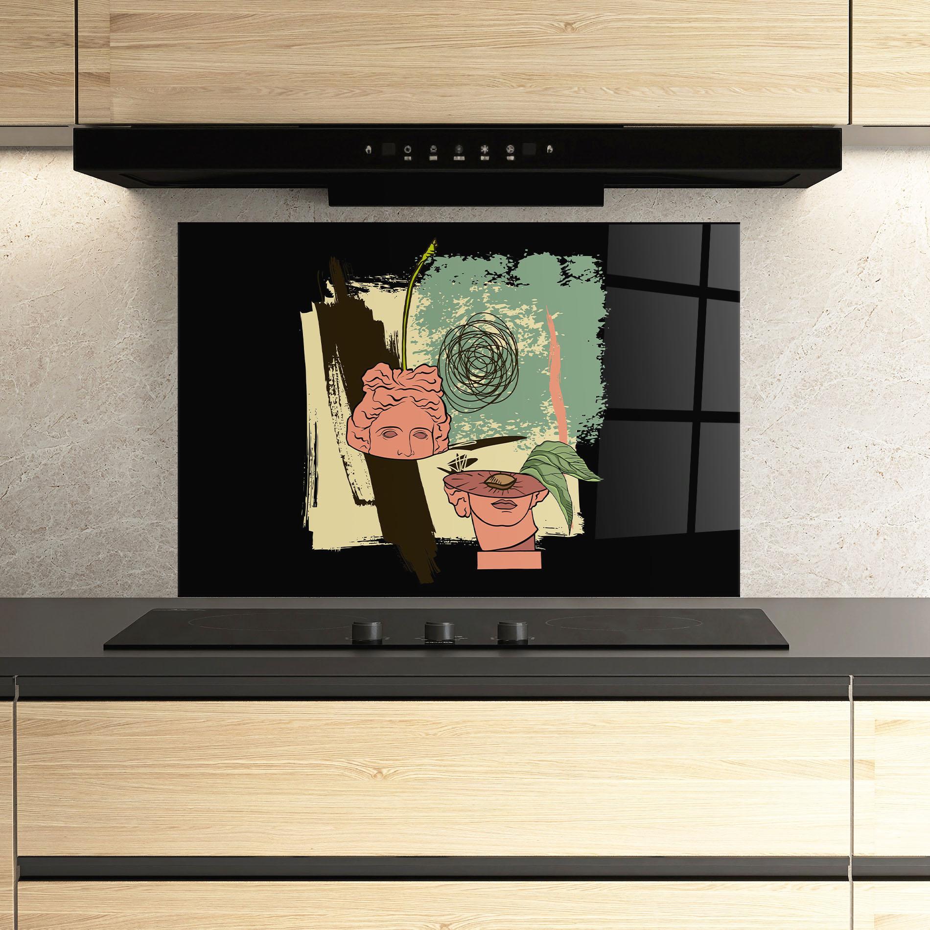 Panou Sticla Bucatarie Statue Fruit mockup 3