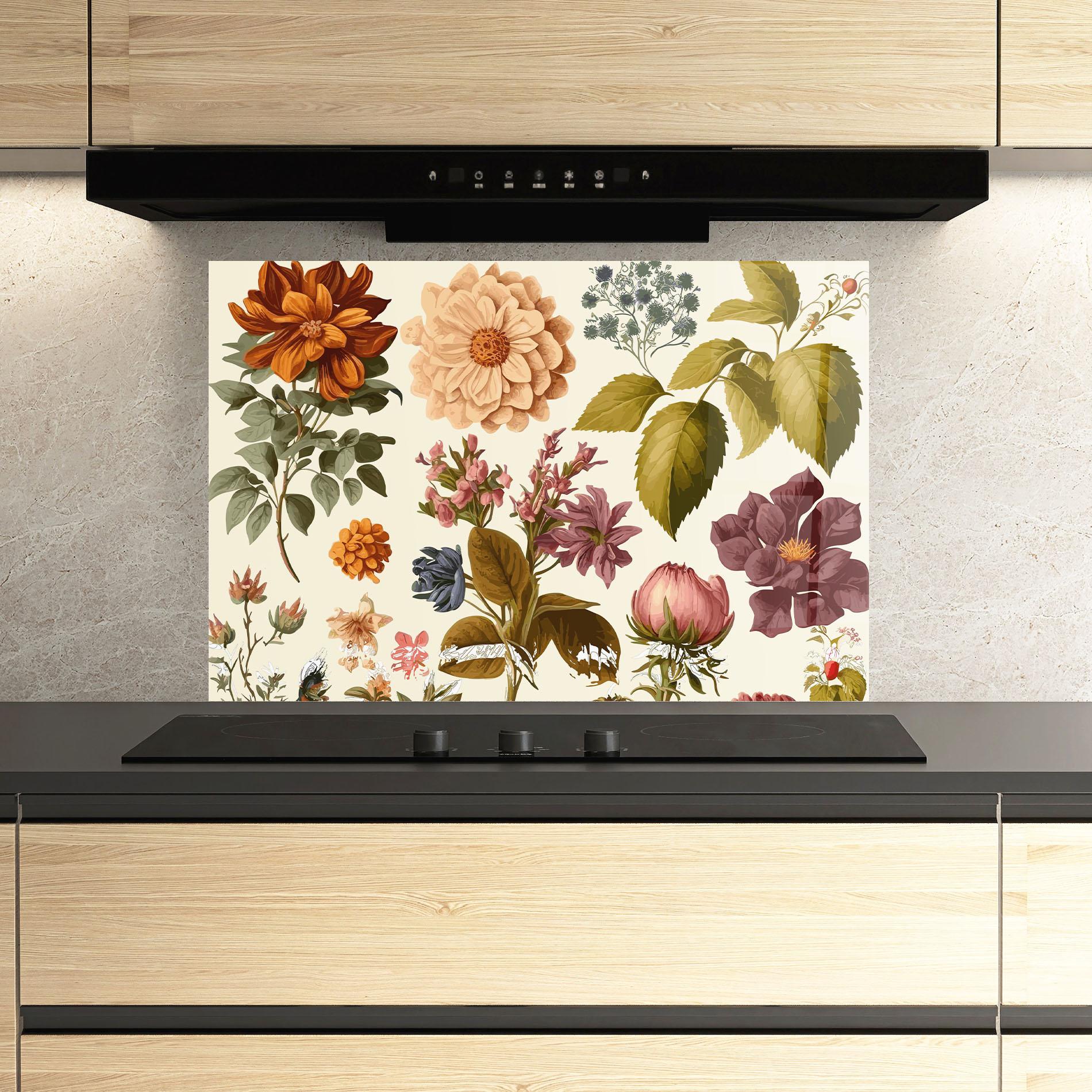 Panou Sticla Bucatarie Vintage Plant Collage mockup 3