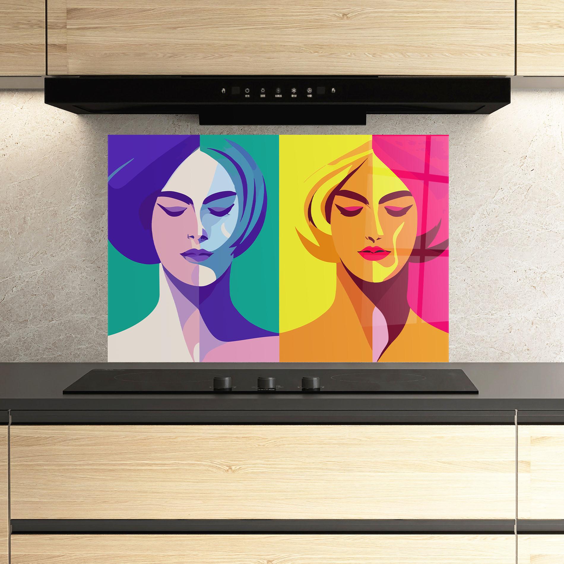 Panou Sticla Bucatarie Winter Summer Girl mockup 3