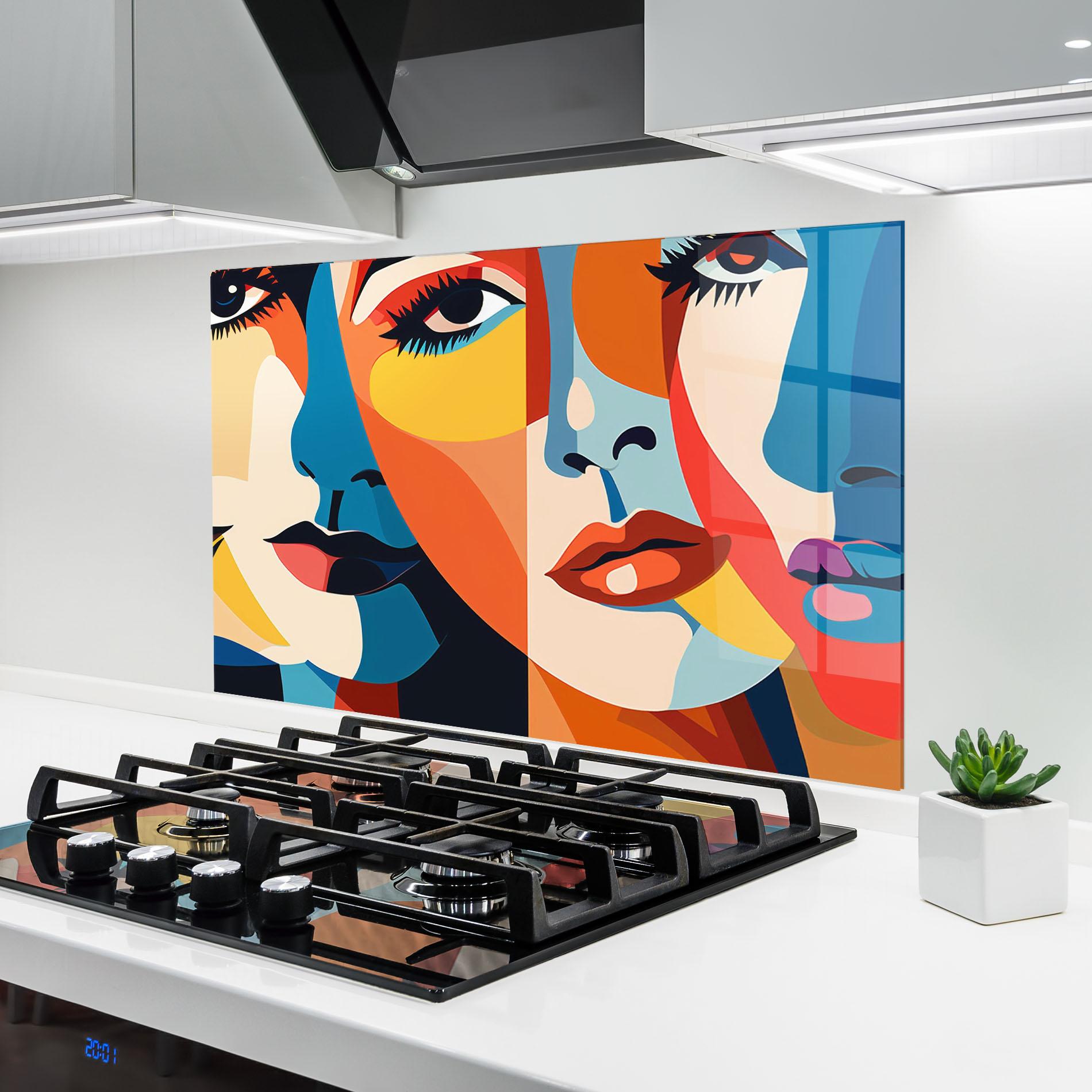 Panou Sticla Bucatarie Beauty Face Collage mockup 6