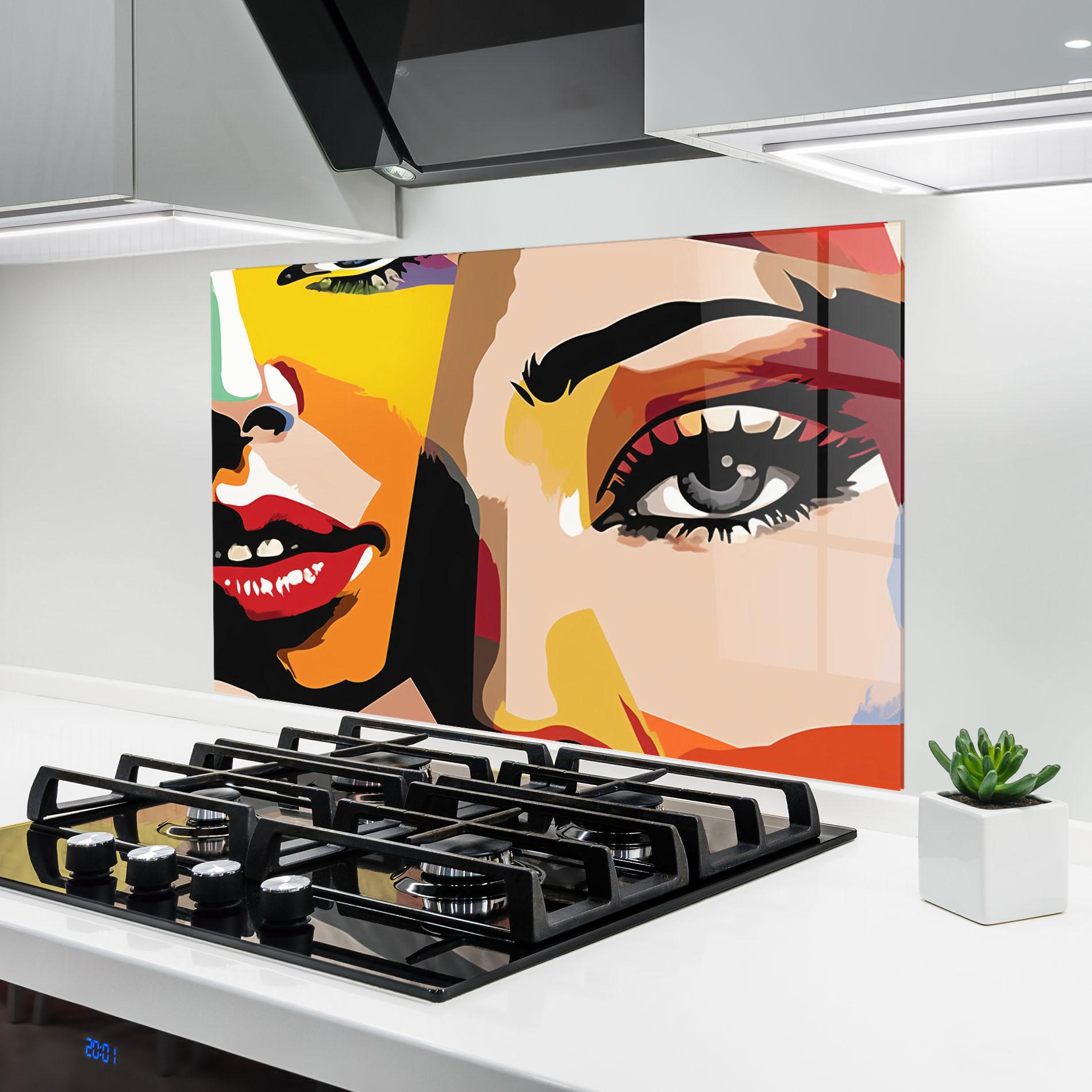 Panou Sticla Bucatarie Beauty Woman Art mockup 6