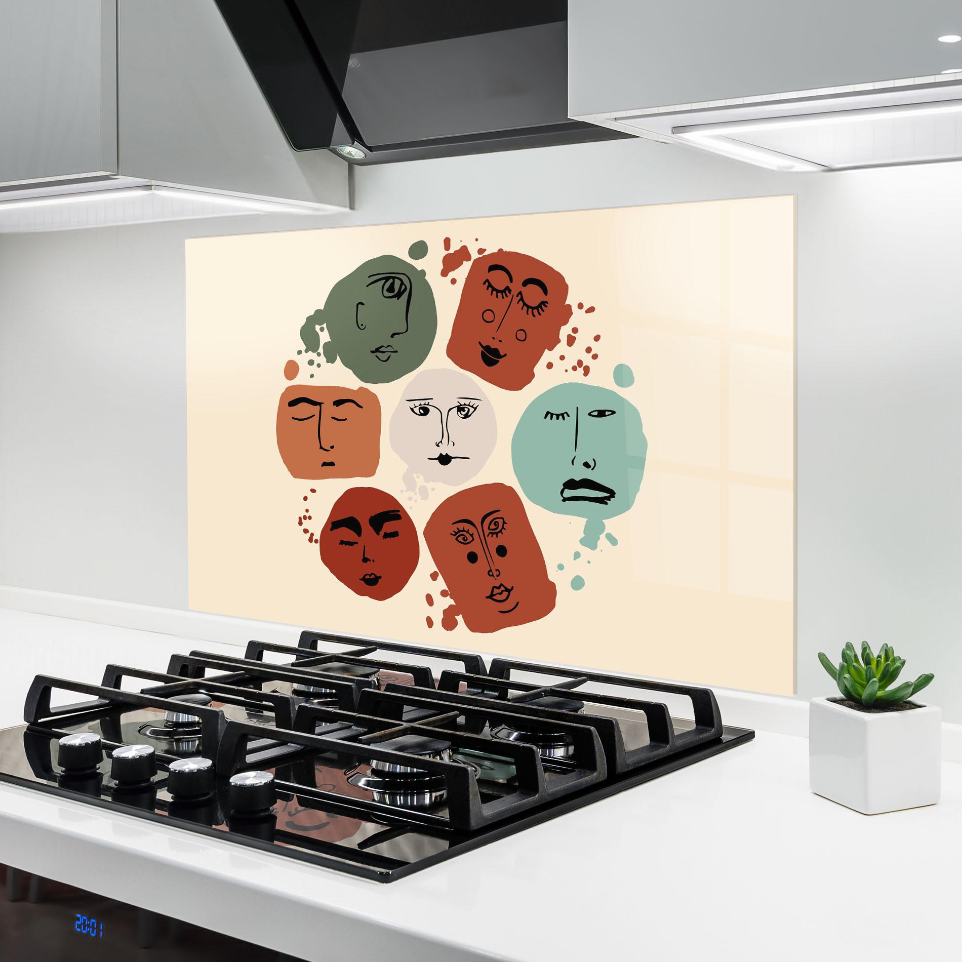 Panou Sticla Bucatarie Circle Faces mockup 6