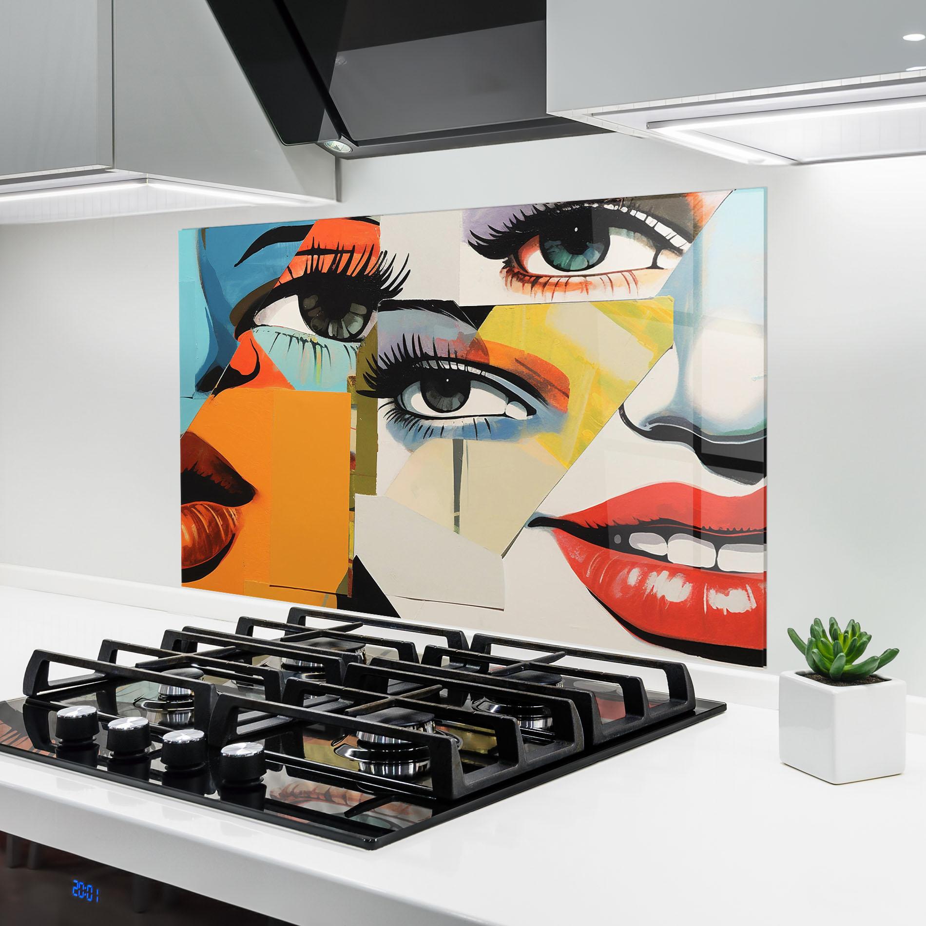 Panou Sticla Bucatarie Drawing Collage mockup 6