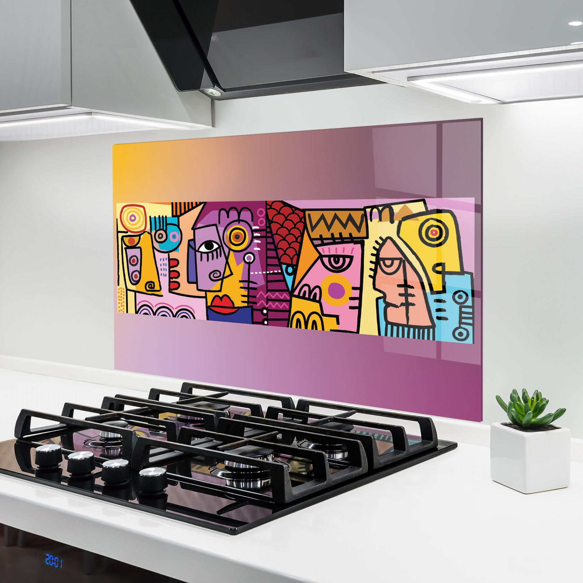 Panou Sticla Bucatarie Face Group Purple mockup 6