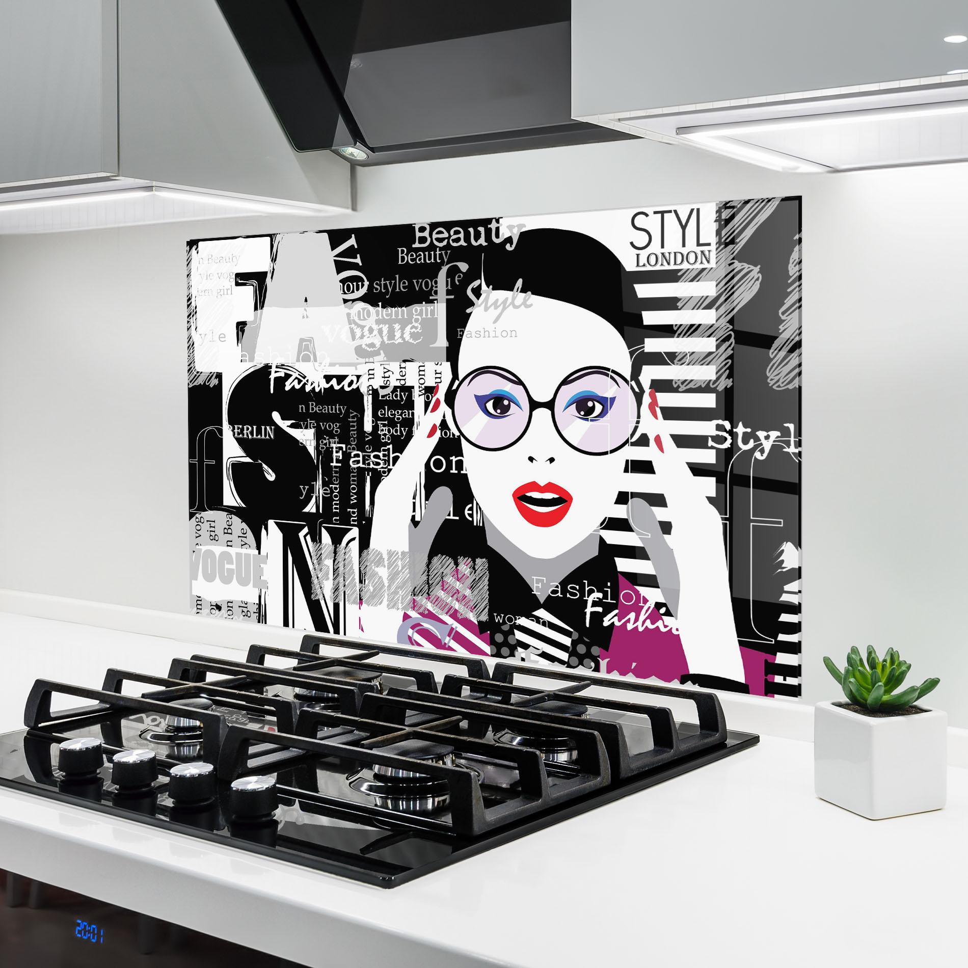 Panou Sticla Bucatarie Fashion Collage mockup 6