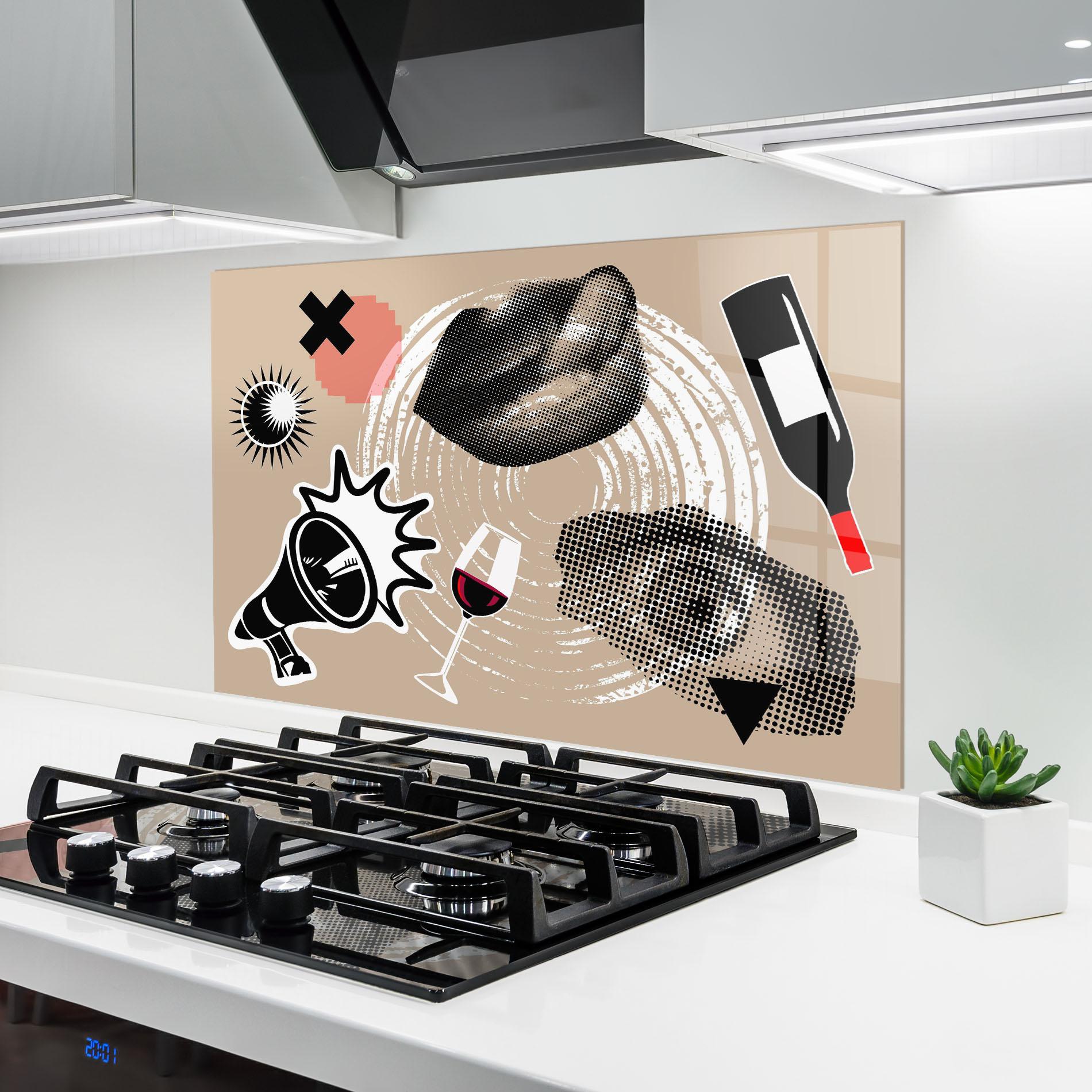 Panou Sticla Bucatarie Lips Mouth Collage mockup 6