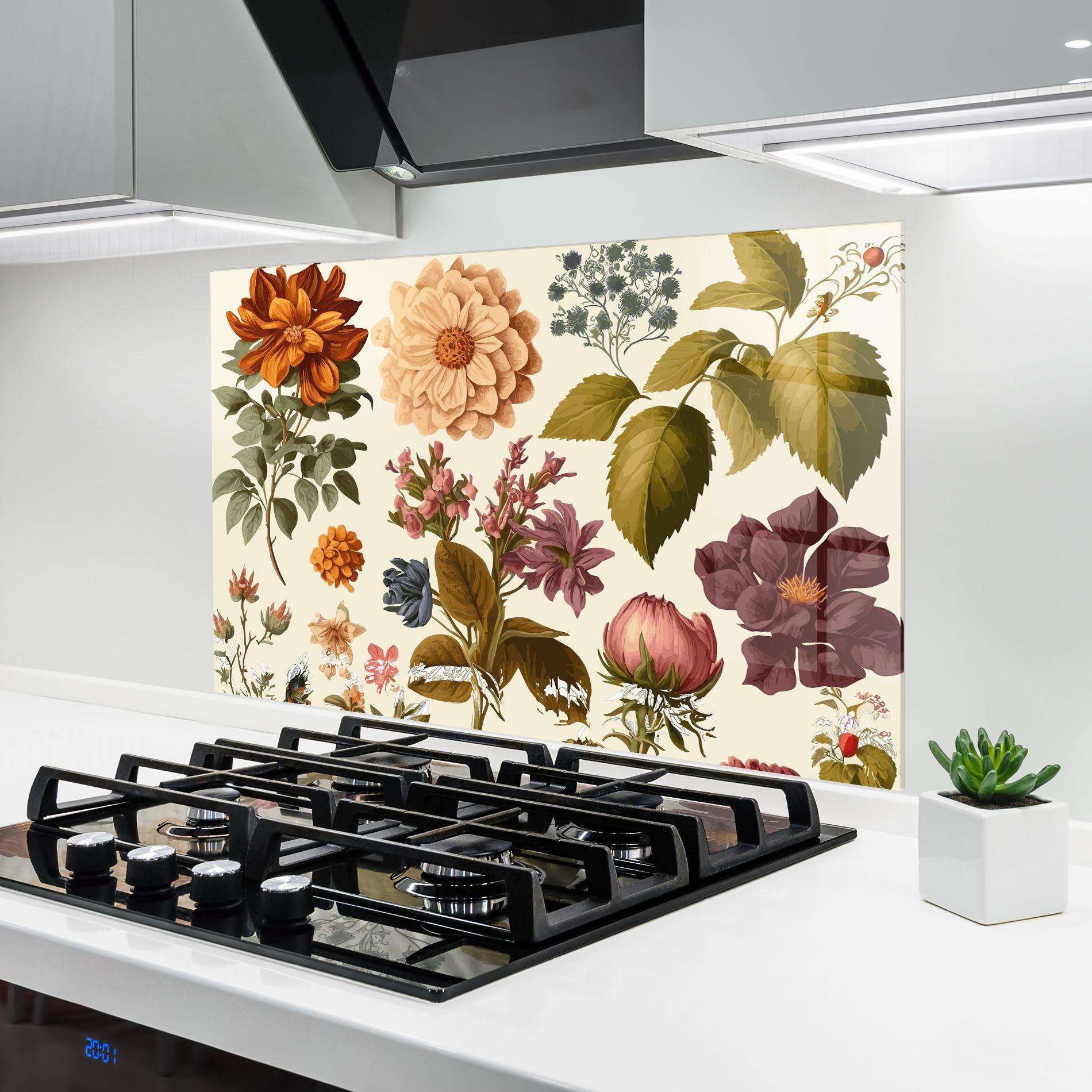 Panou Sticla Bucatarie Vintage Plant Collage mockup 6