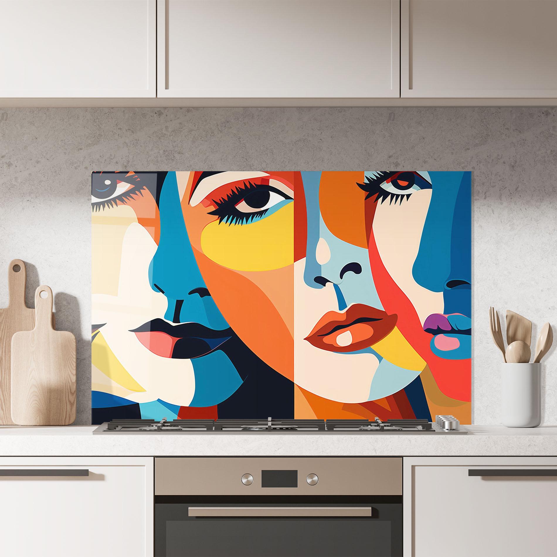 Panou Sticla Bucatarie Beauty Face Collage mockup 7