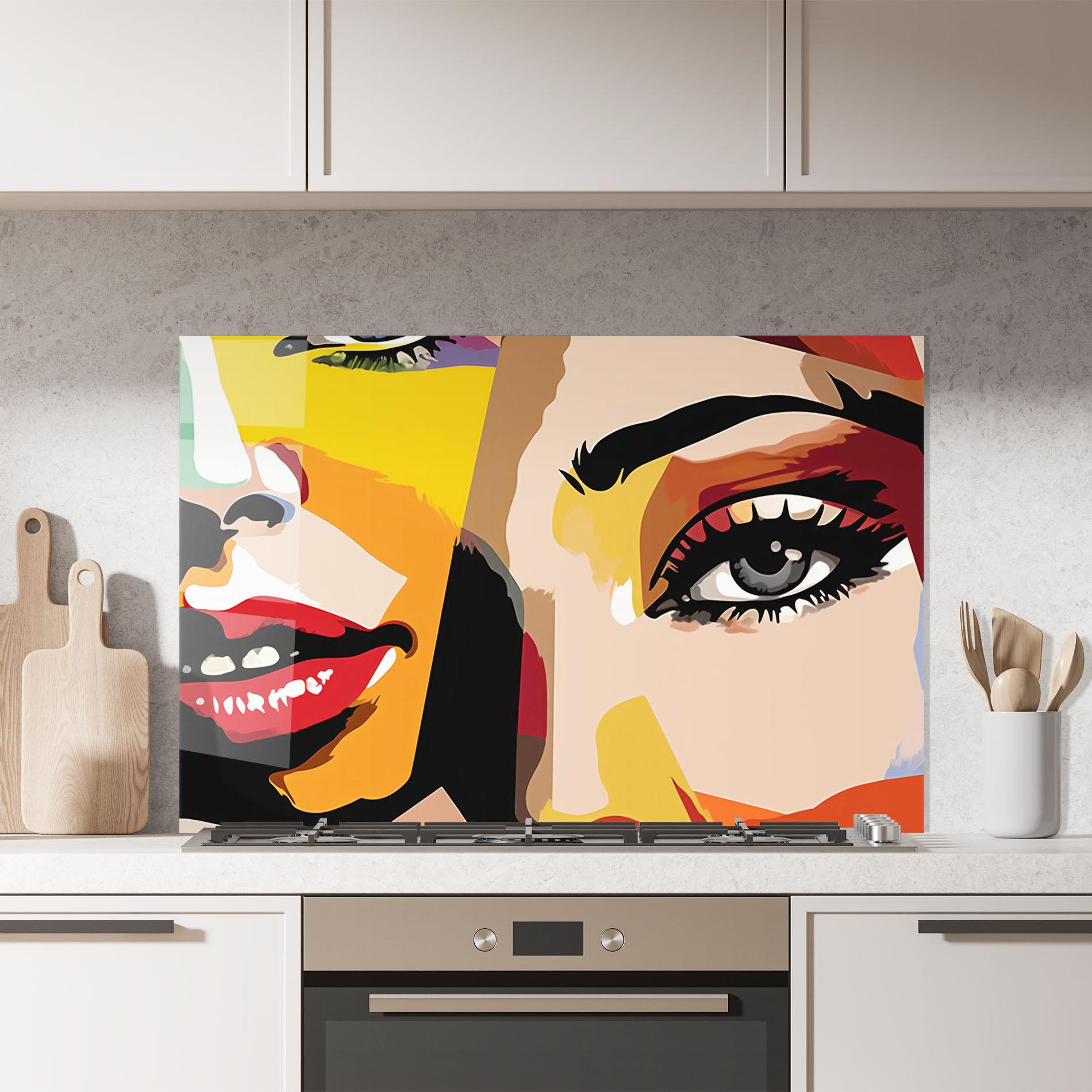 Panou Sticla Bucatarie Beauty Woman Art mockup 7