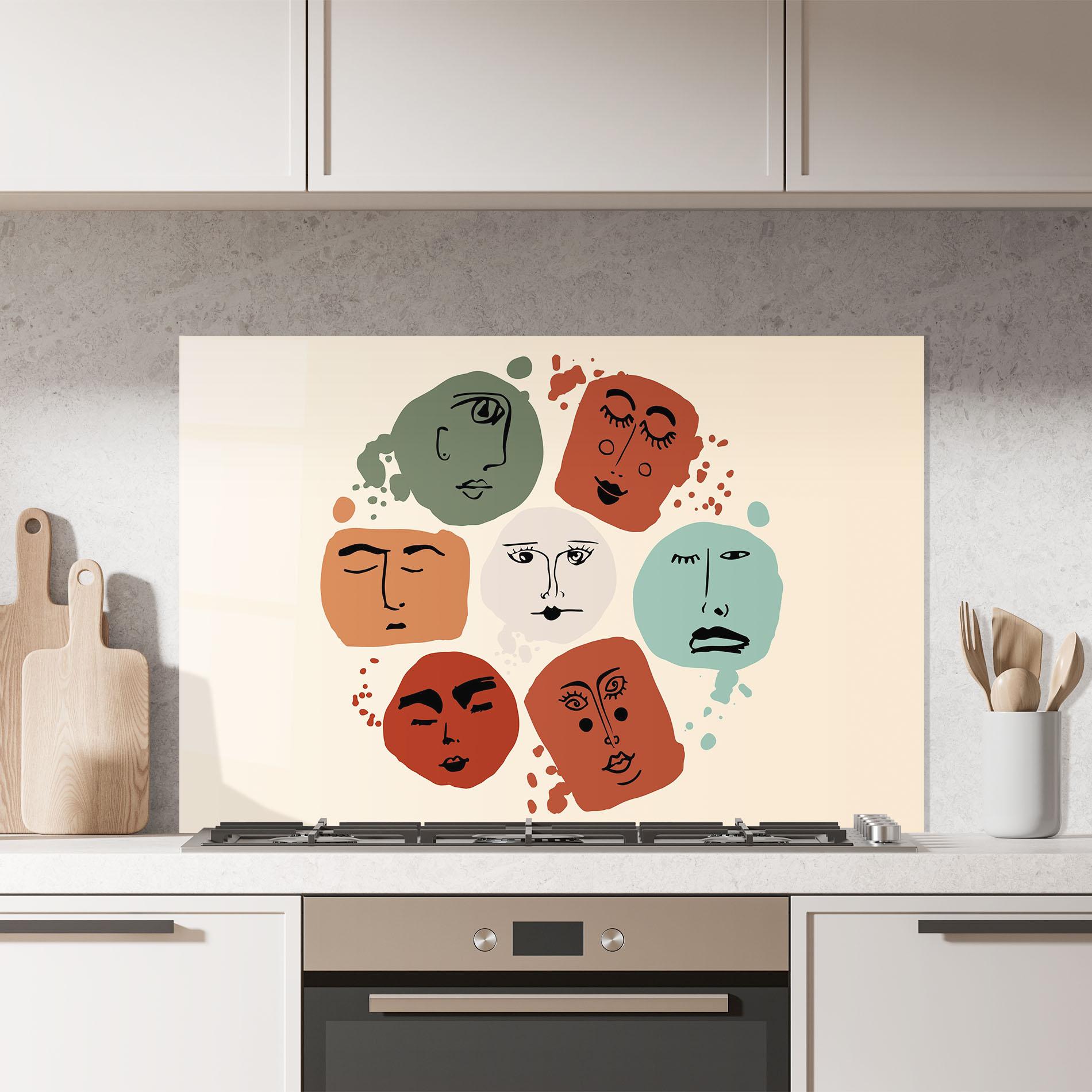 Panou Sticla Bucatarie Circle Faces mockup 7