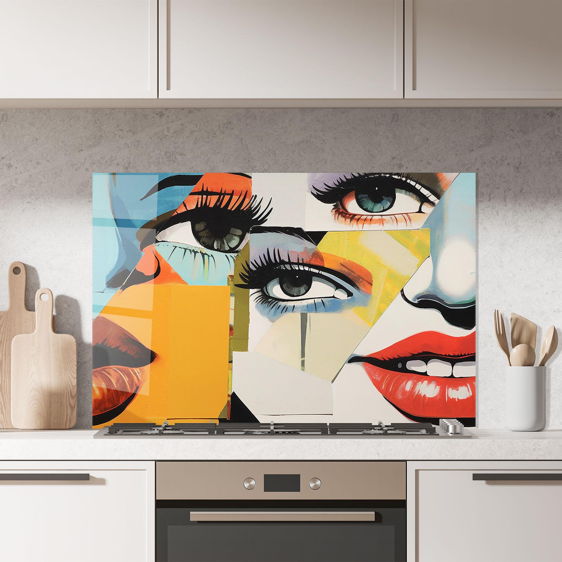 Panou Sticla Bucatarie Drawing Collage mockup 7