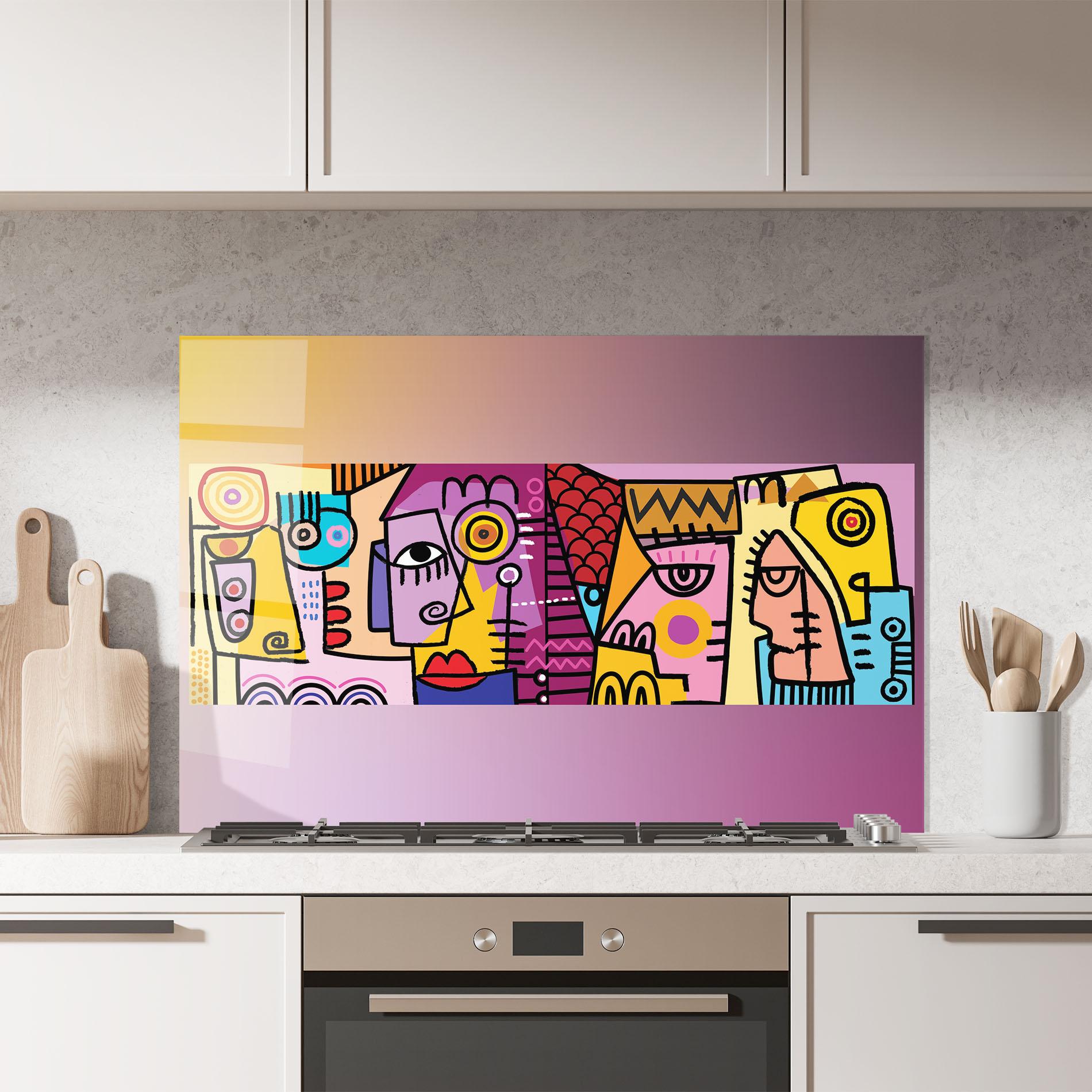 Panou Sticla Bucatarie Face Group Purple mockup 7