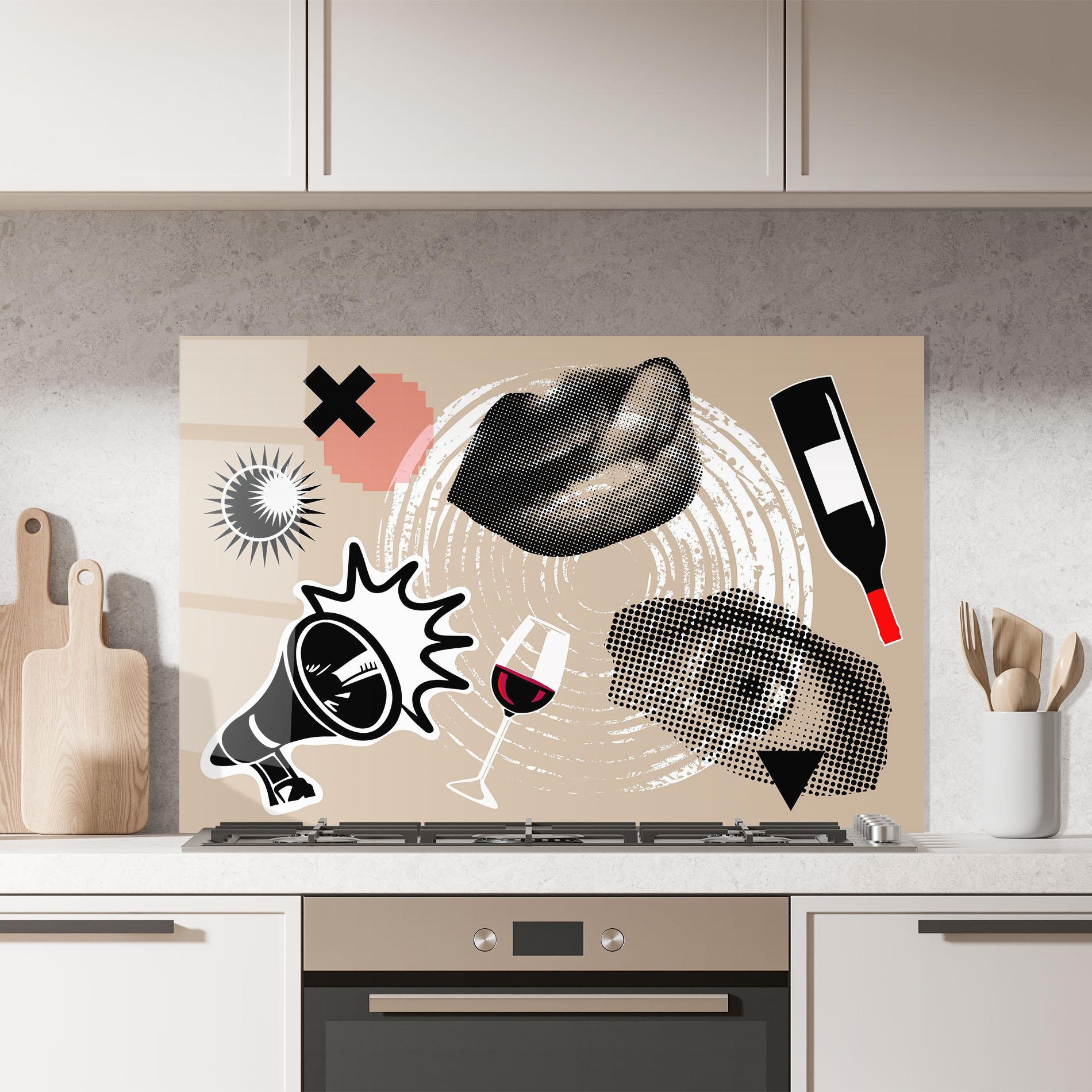 Panou Sticla Bucatarie Lips Mouth Collage mockup 7