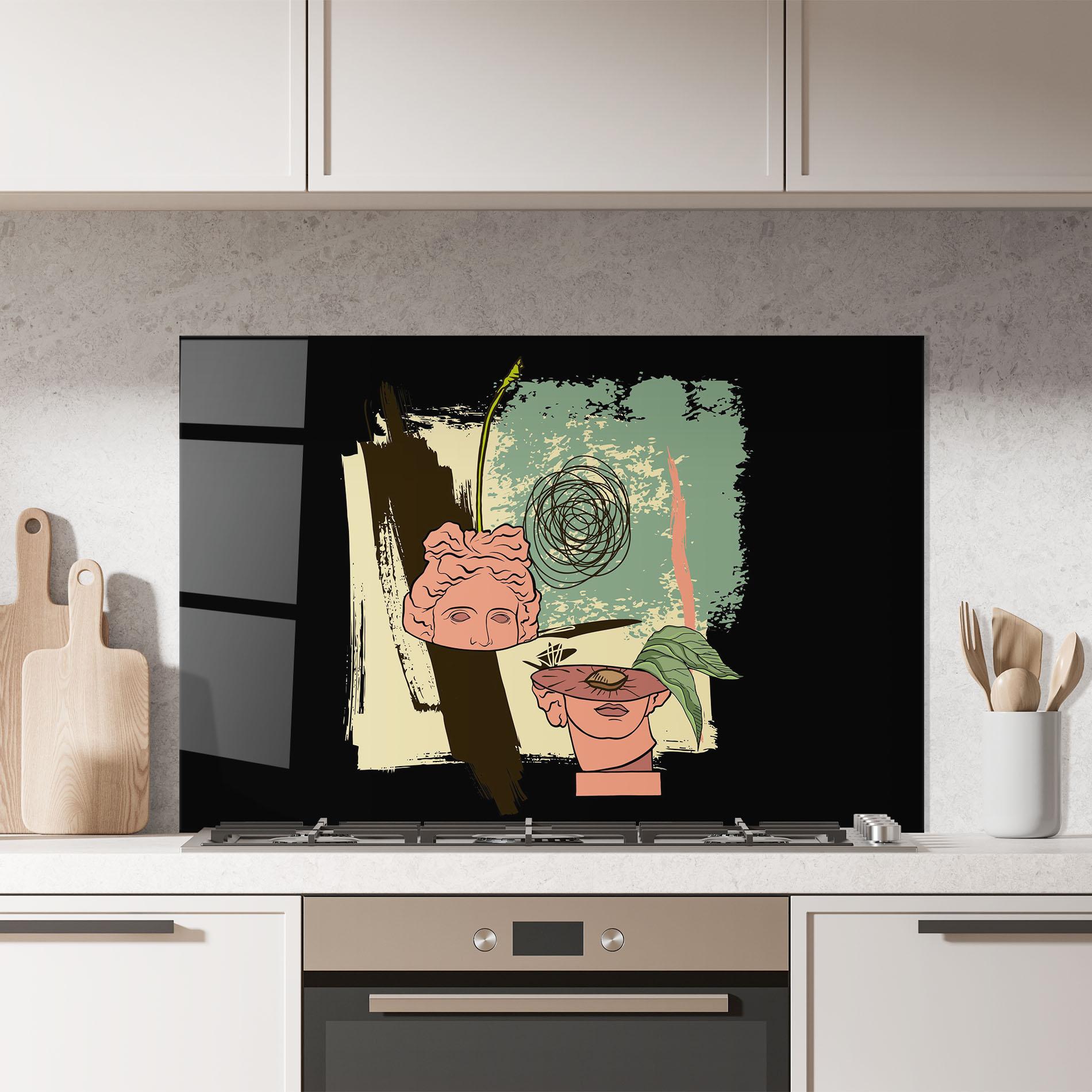 Panou Sticla Bucatarie Statue Fruit mockup 7