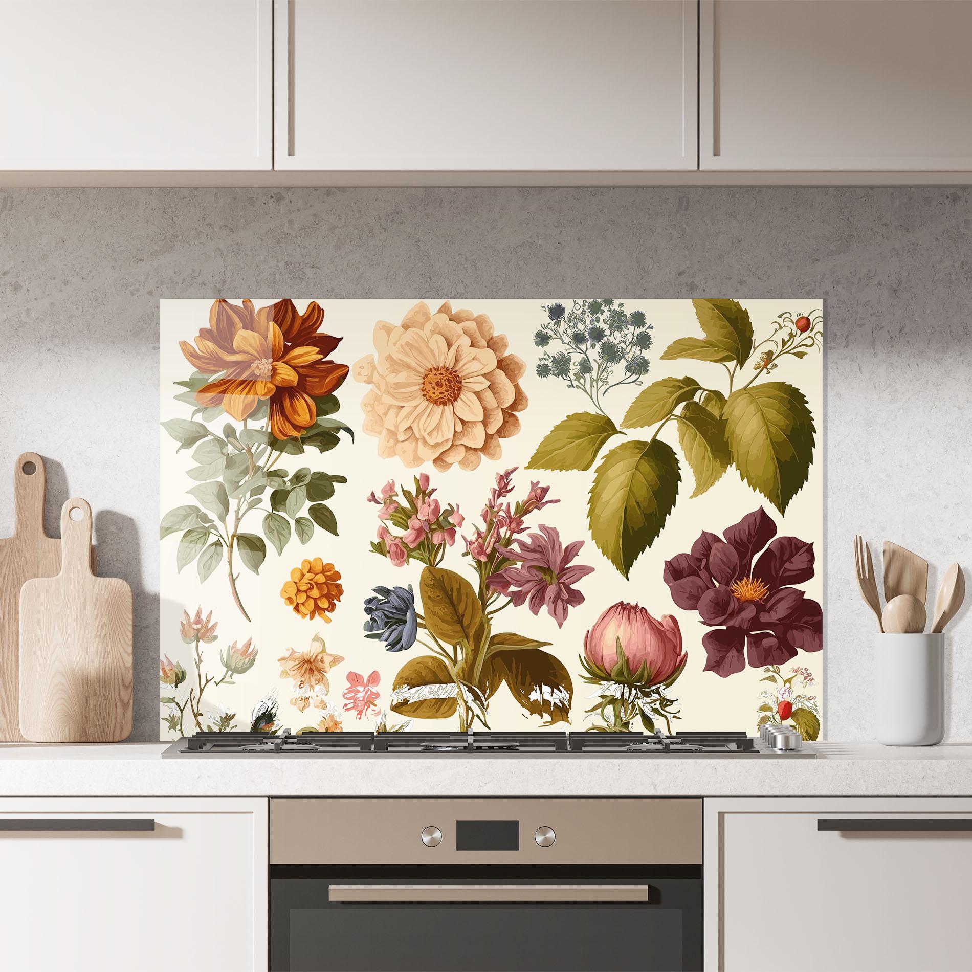 Panou Sticla Bucatarie Vintage Plant Collage mockup 7