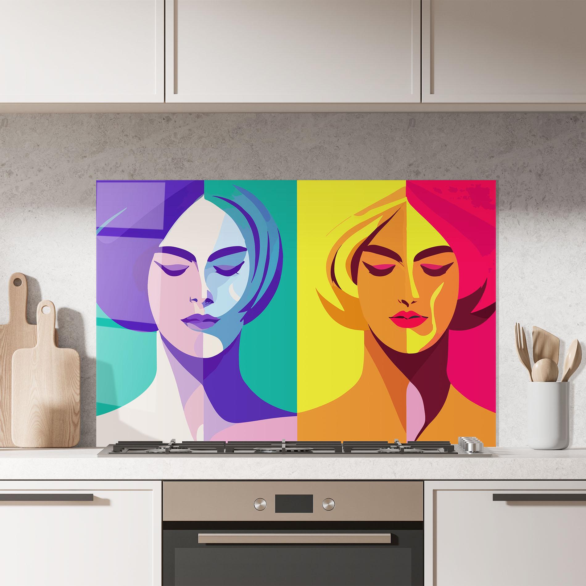 Panou Sticla Bucatarie Winter Summer Girl mockup 7