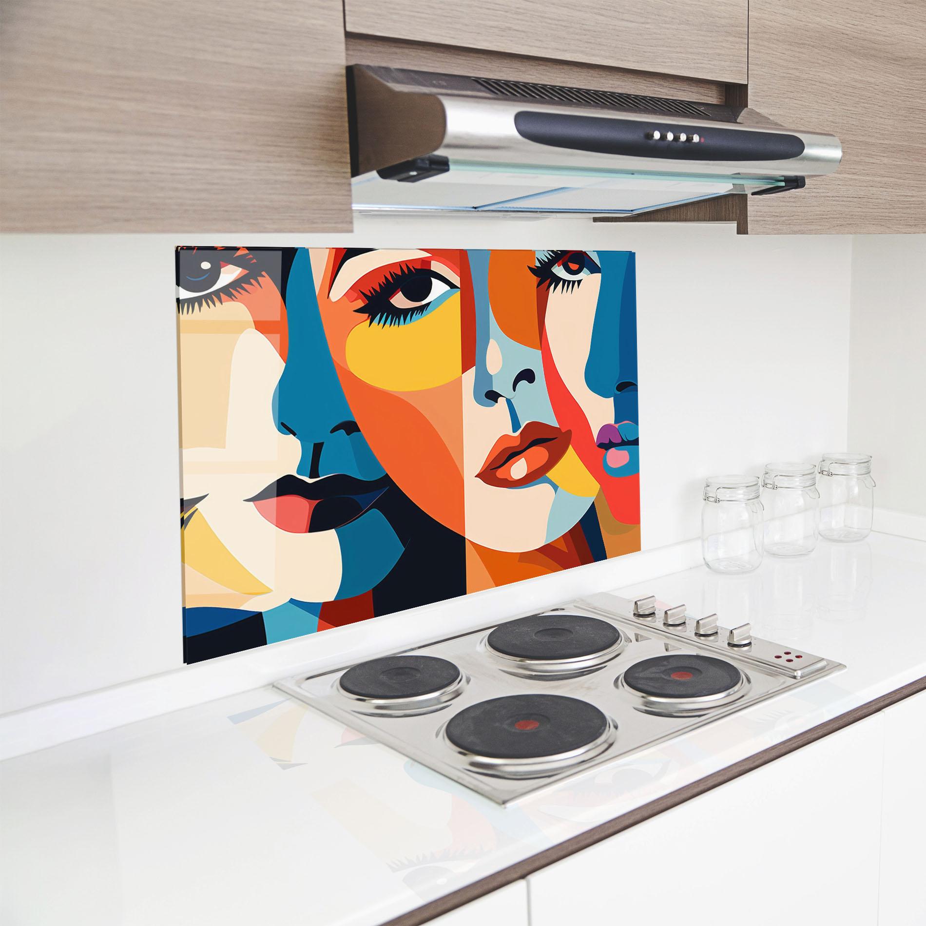 Panou Sticla Bucatarie Beauty Face Collage mockup 8