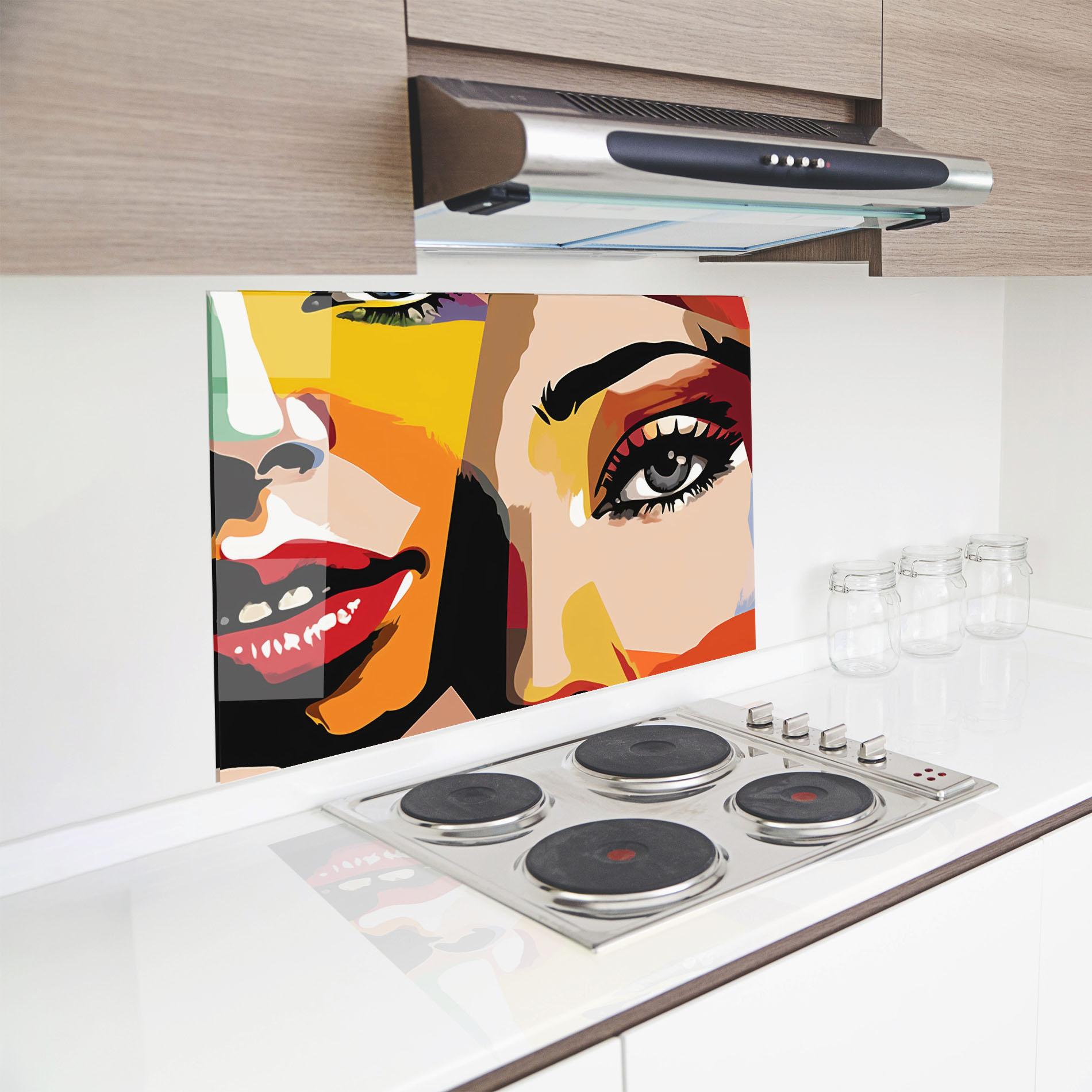 Panou Sticla Bucatarie Beauty Woman Art mockup 8