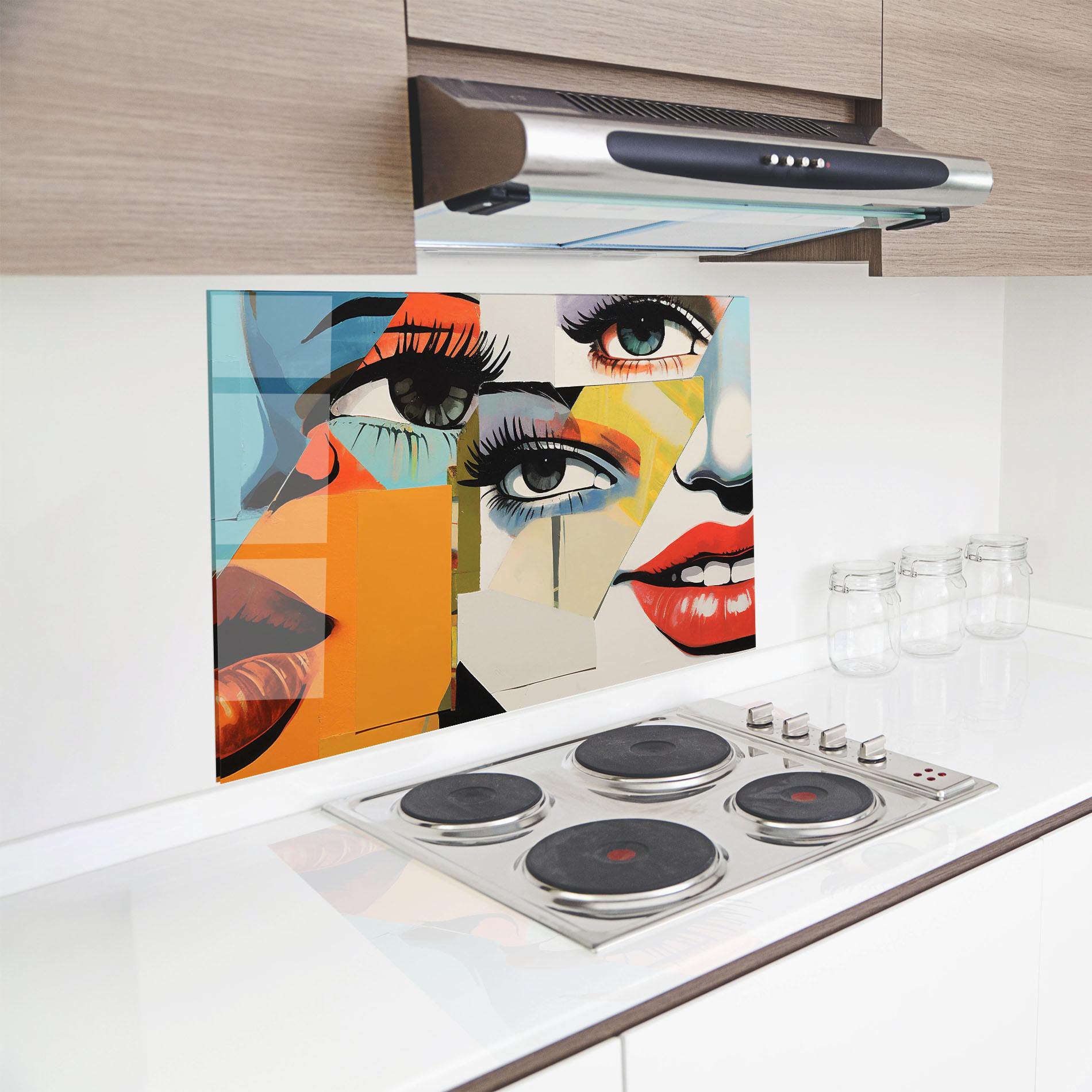 Panou Sticla Bucatarie Drawing Collage mockup 8