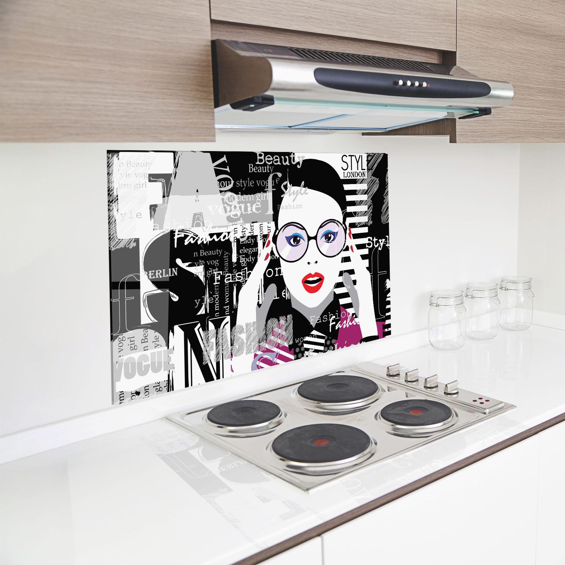 Panou Sticla Bucatarie Fashion Collage mockup 8