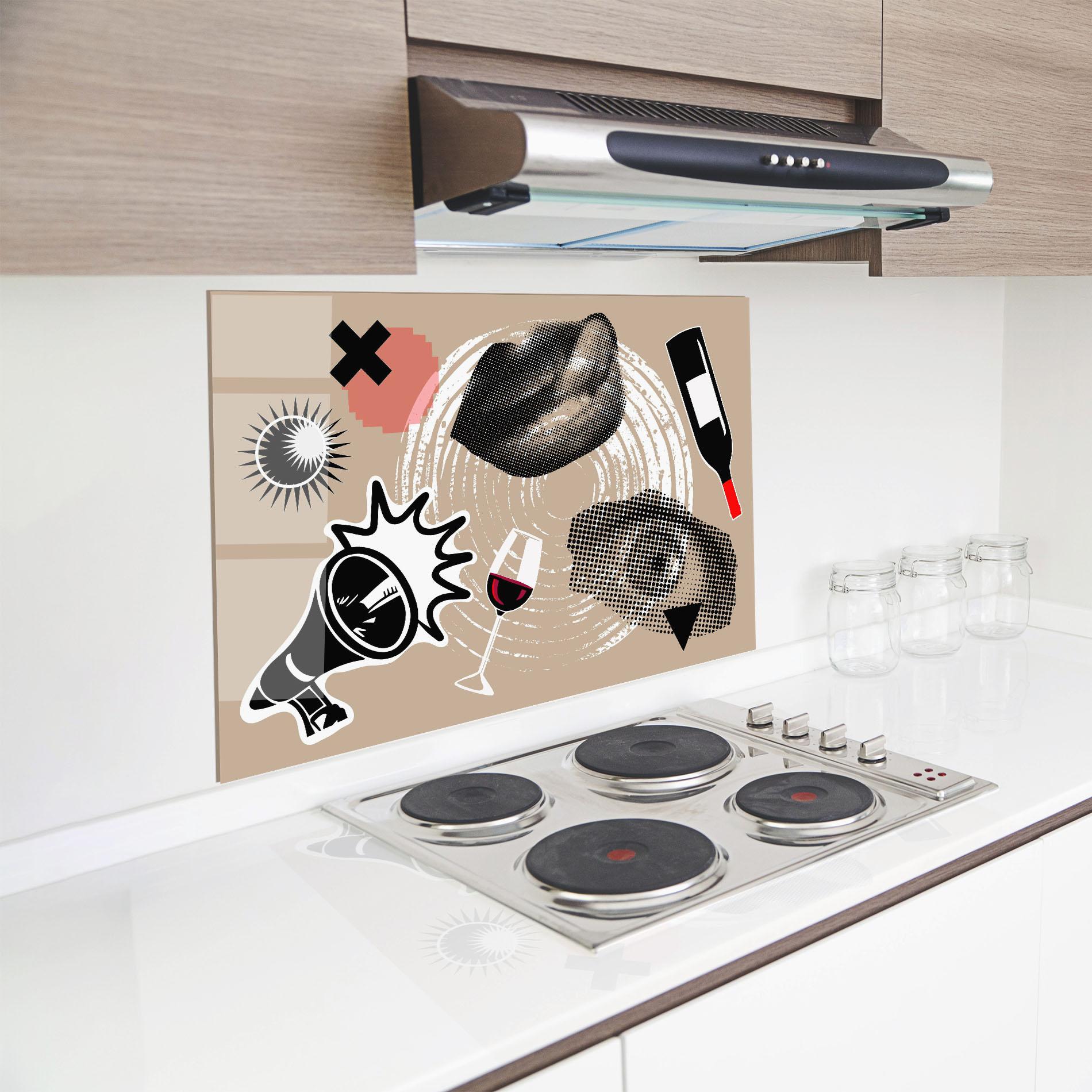 Panou Sticla Bucatarie Lips Mouth Collage mockup 8