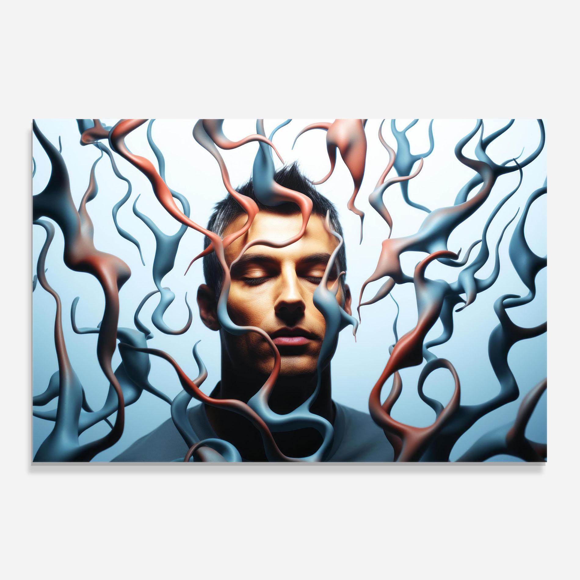 Panou Sticla Bucatarie Blue Red Swirls mockup 0