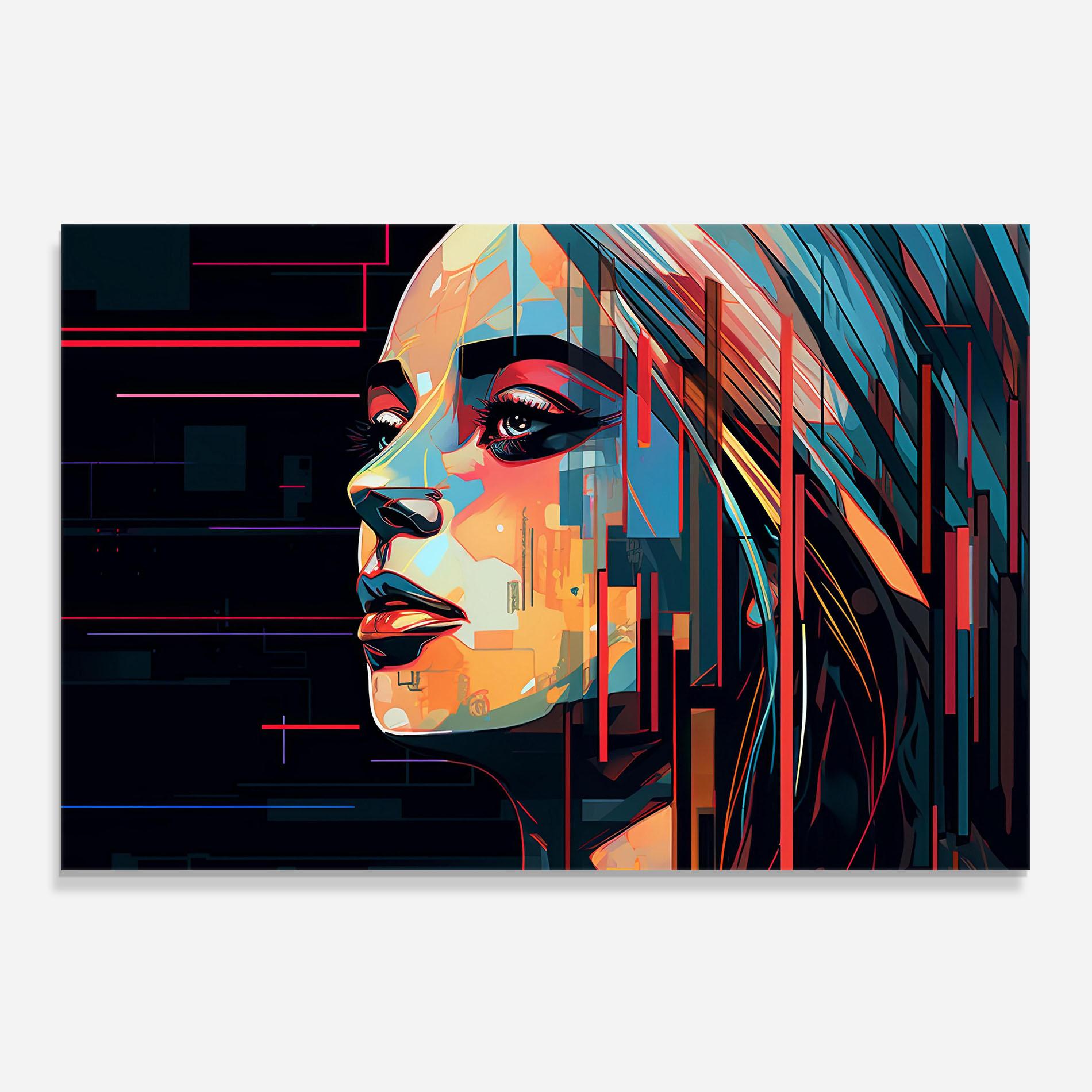 Panou Sticla Bucatarie Glitchy Dark Portrait mockup 0