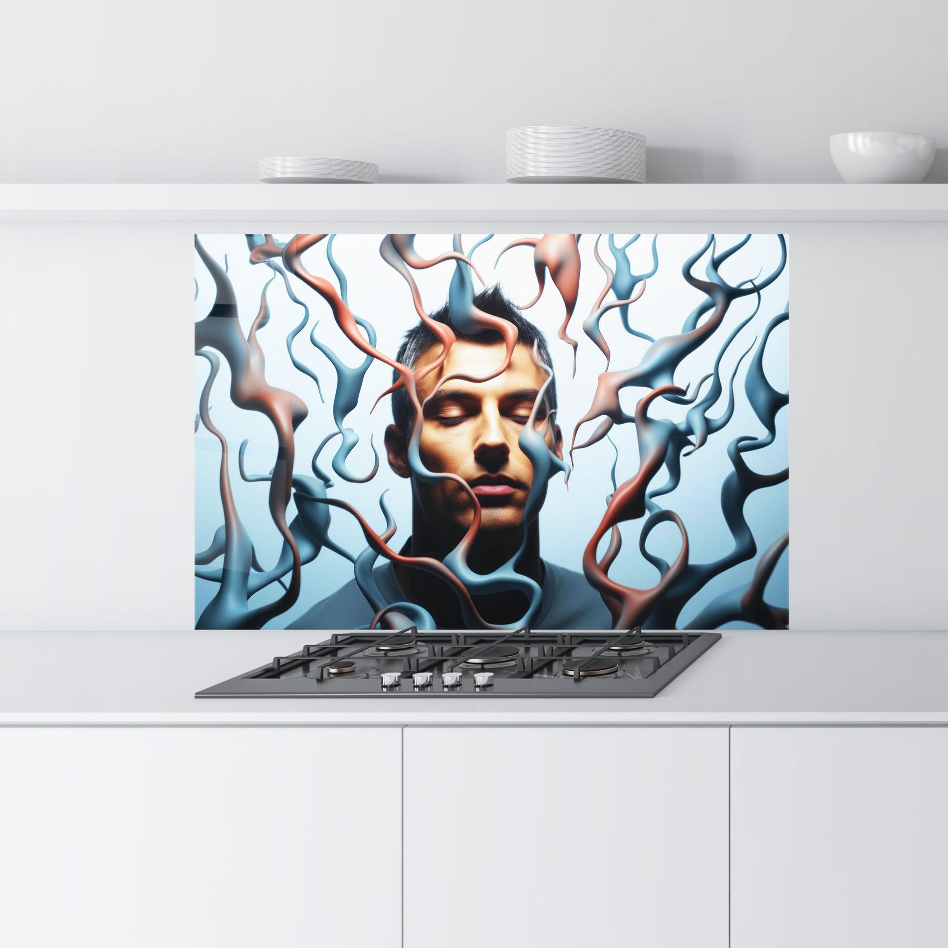 Panou Sticla Bucatarie Blue Red Swirls mockup 9