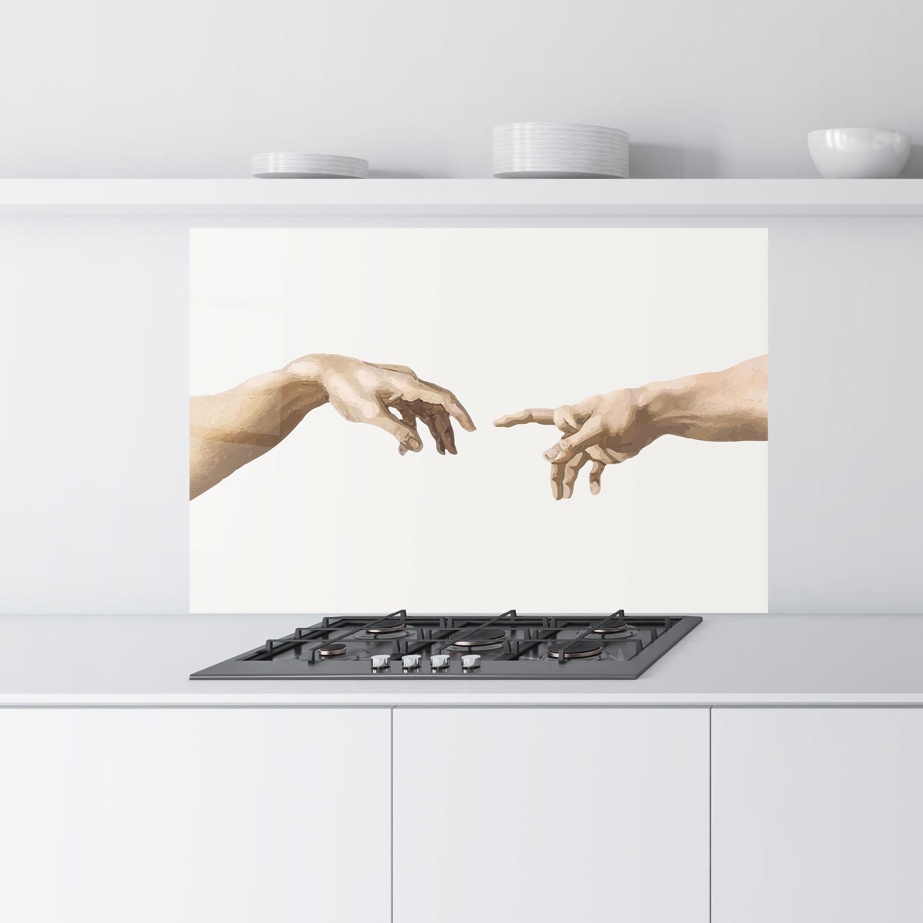 Panou Sticla Bucatarie Cream Hands Art mockup 9