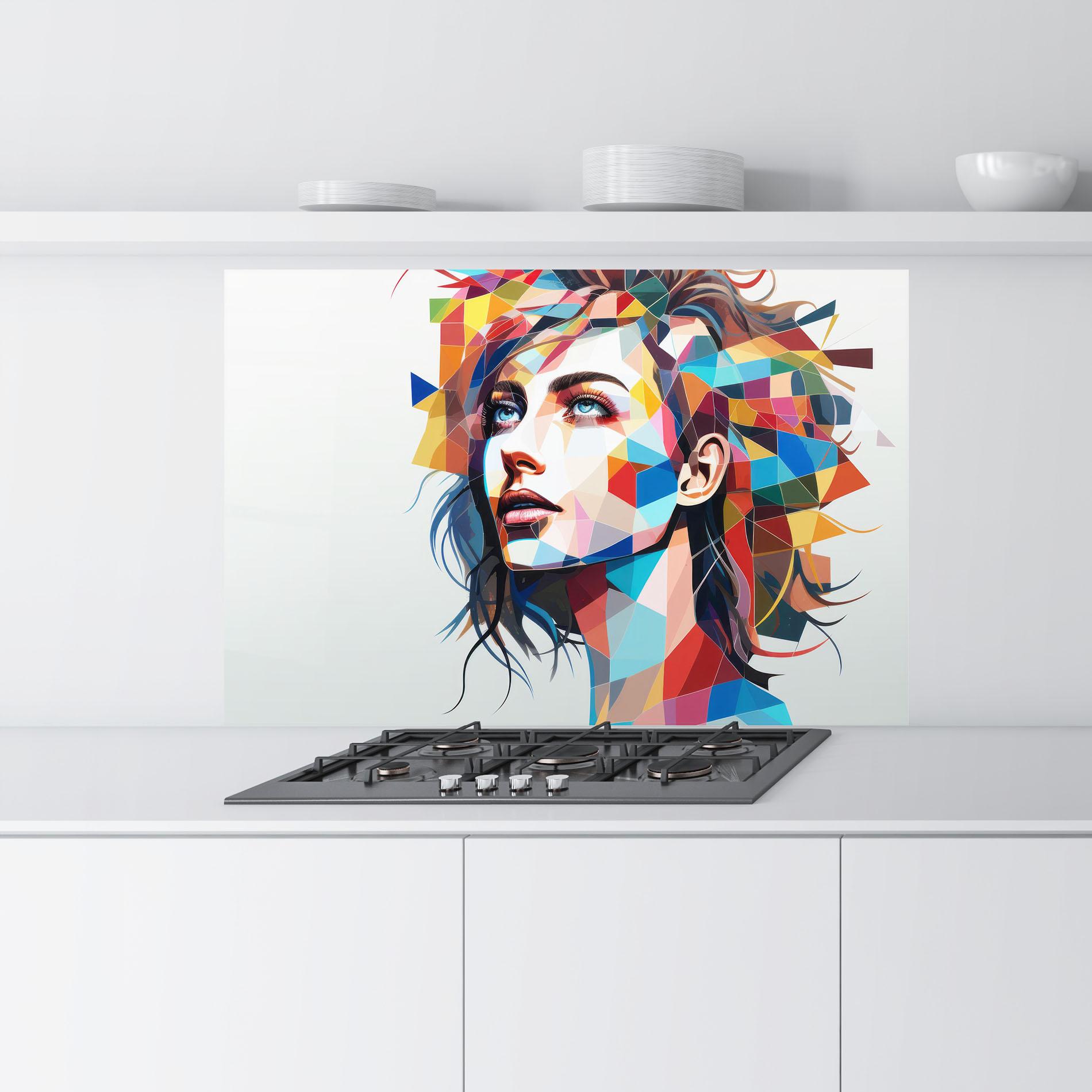 Panou Sticla Bucatarie Geometric Shapes Hair mockup 9