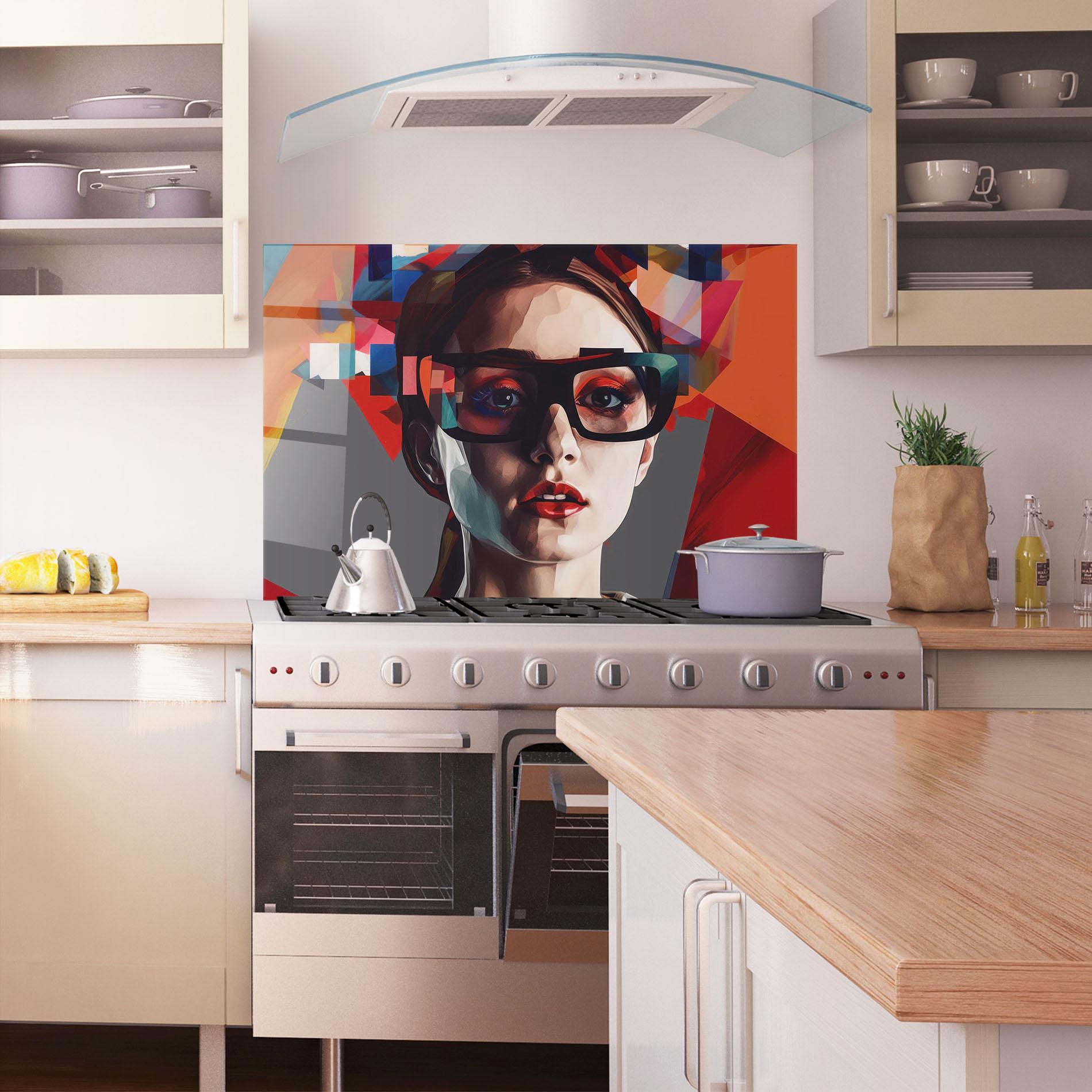 Panou Sticla Bucatarie Big Black Glasses mockup 1