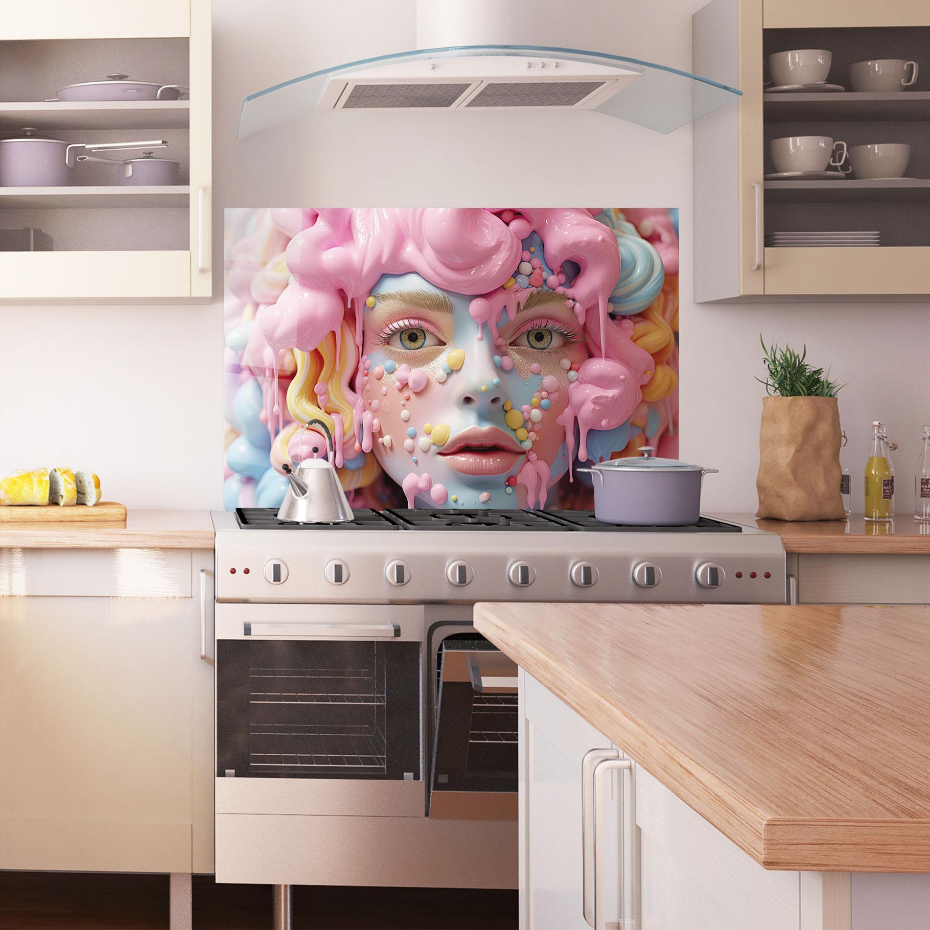 Panou Sticla Bucatarie Candy Face Girl mockup 1
