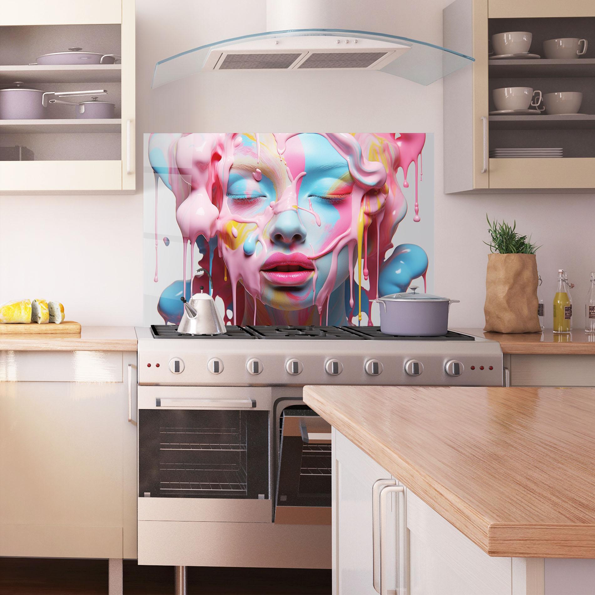 Panou Sticla Bucatarie Colorful Face Paint mockup 1