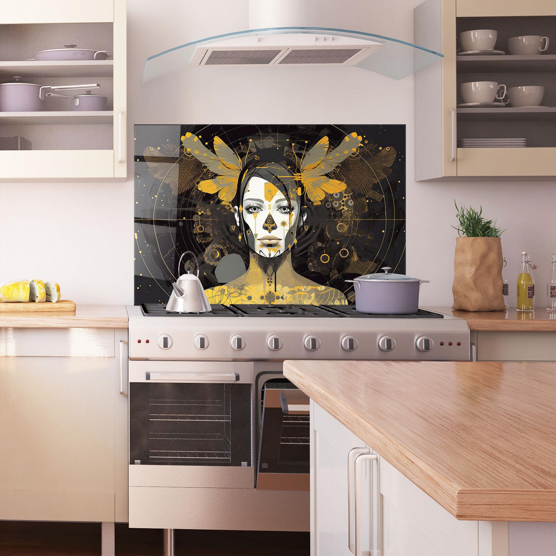 Panou Sticla Bucatarie Colorful Graphical Artwork mockup 1