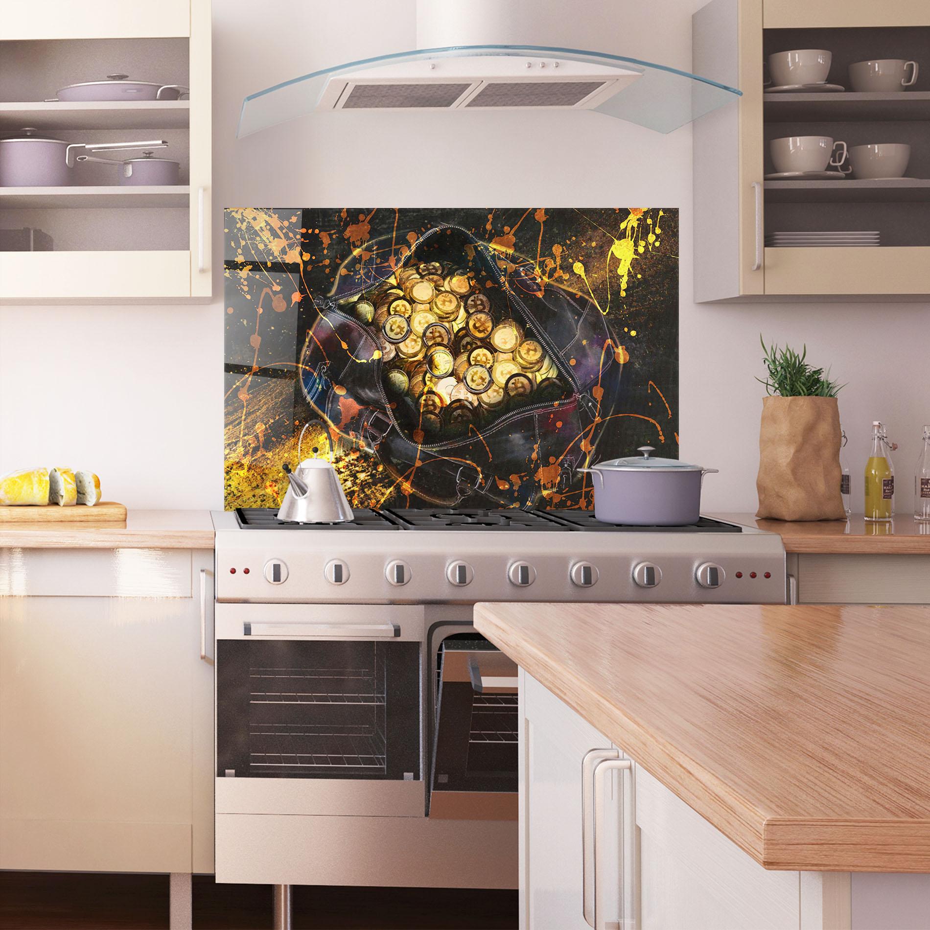 Panou Sticla Bucatarie Crypto Rich mockup 1