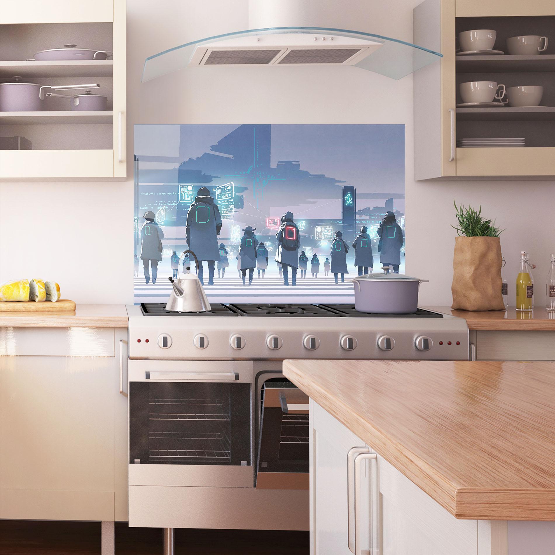 Panou Sticla Bucatarie Futuristic People mockup 1