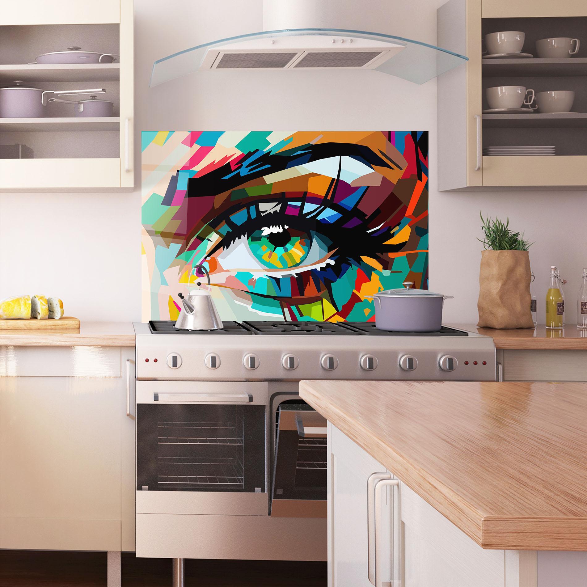 Panou Sticla Bucatarie Green Art Eye mockup 1