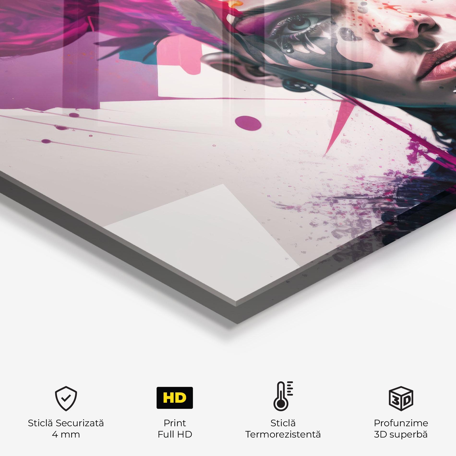 Panou Sticla Bucatarie Abstract Pink Hair mockup 2