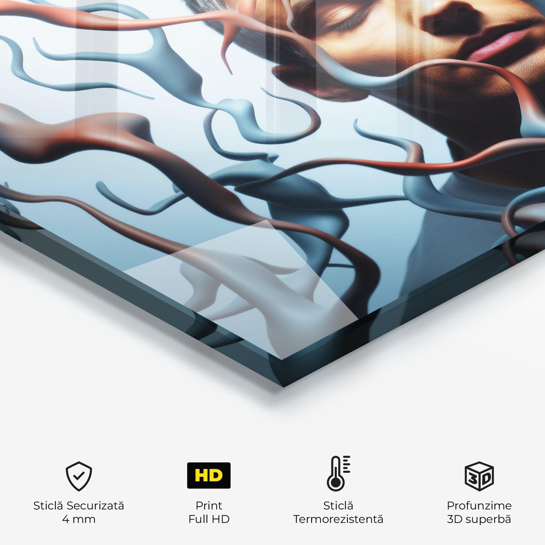 Panou Sticla Bucatarie Blue Red Swirls mockup 2