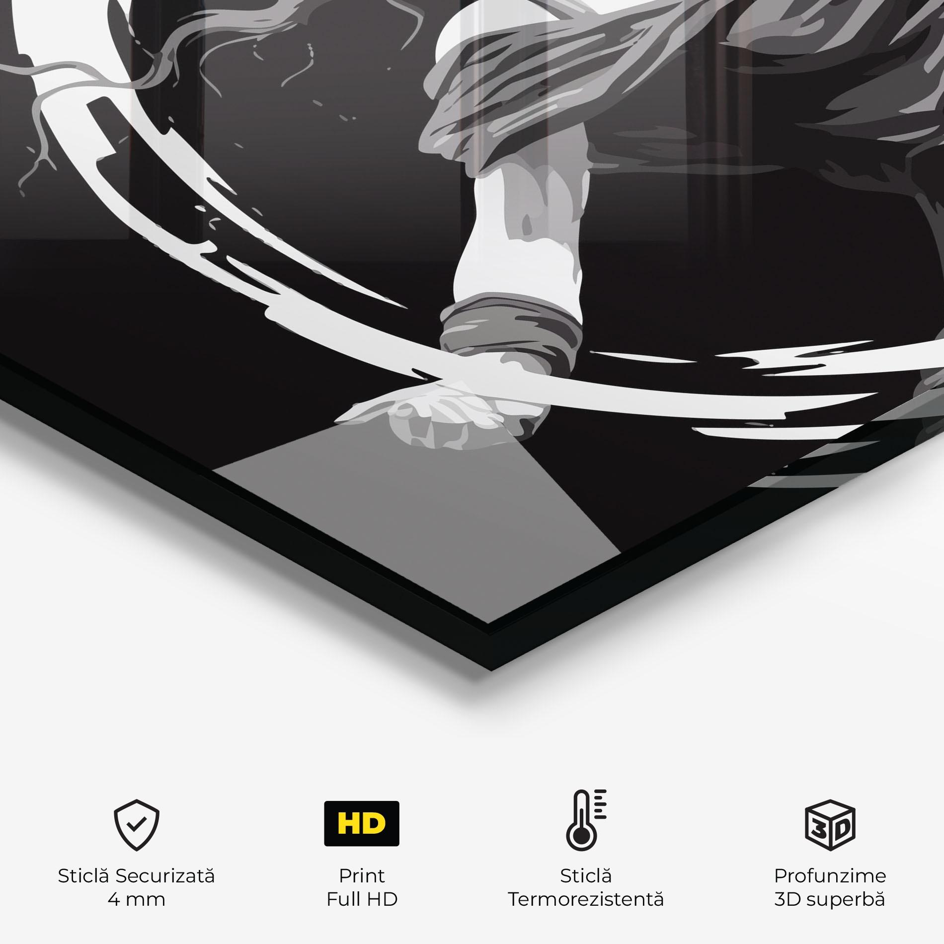 Panou Sticla Bucatarie Circle Grey Lady mockup 2